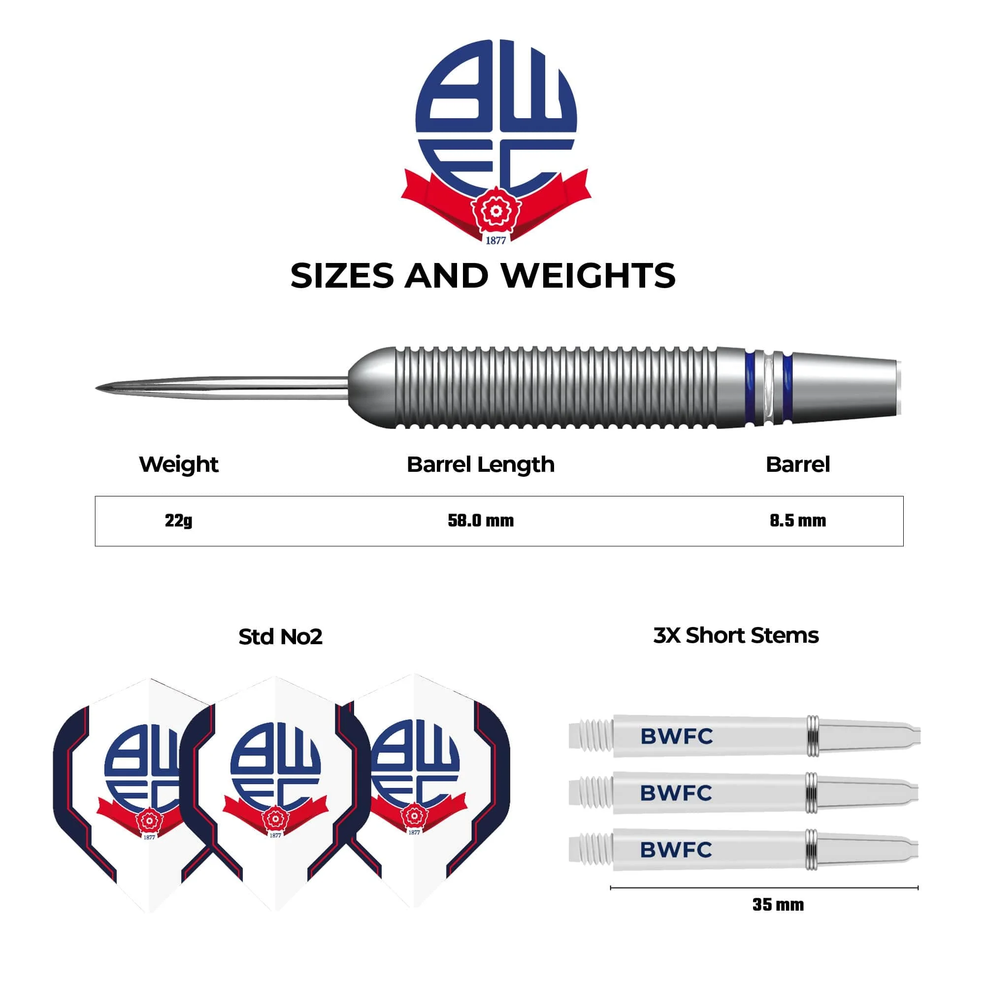 Bolton Wanderers Darts - Steel Tip Brass - Official Licensed - BWFC - 22g - Image 4