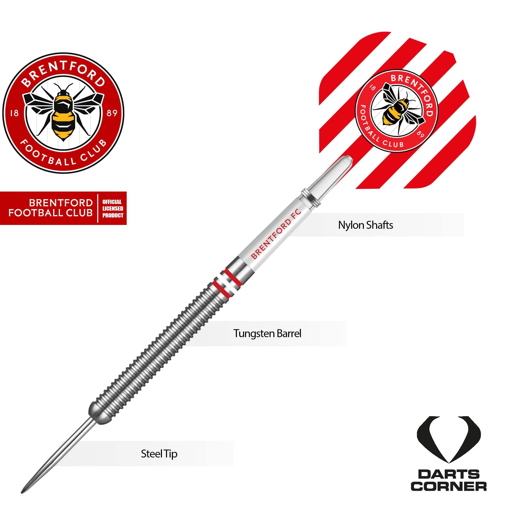 Brentford FC - Official Licensed - The Bees - Steel Tip Darts - Tungsten - 24g - Image 3