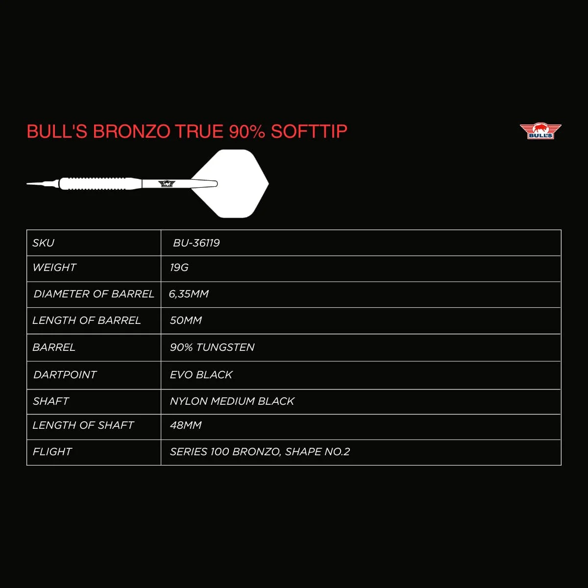 Bulls Bronzo Darts - Soft Tip - 90% Tungsten - True - Image 4