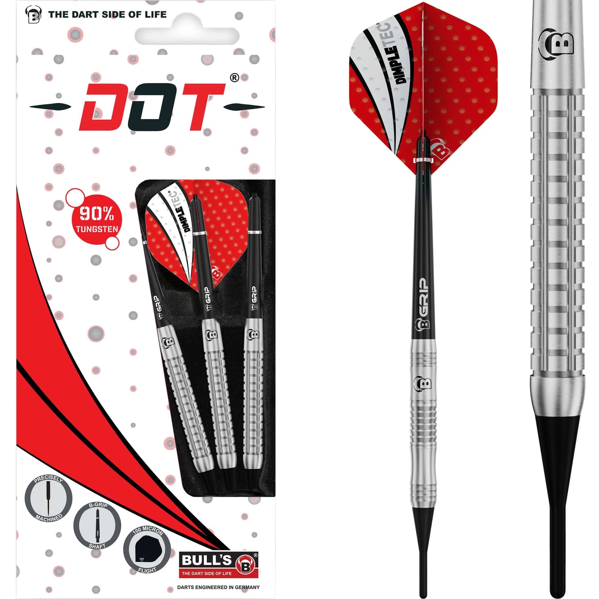 BULL'S Dot D5 Darts - Soft Tip - 90% Tungsten - Straight Milled