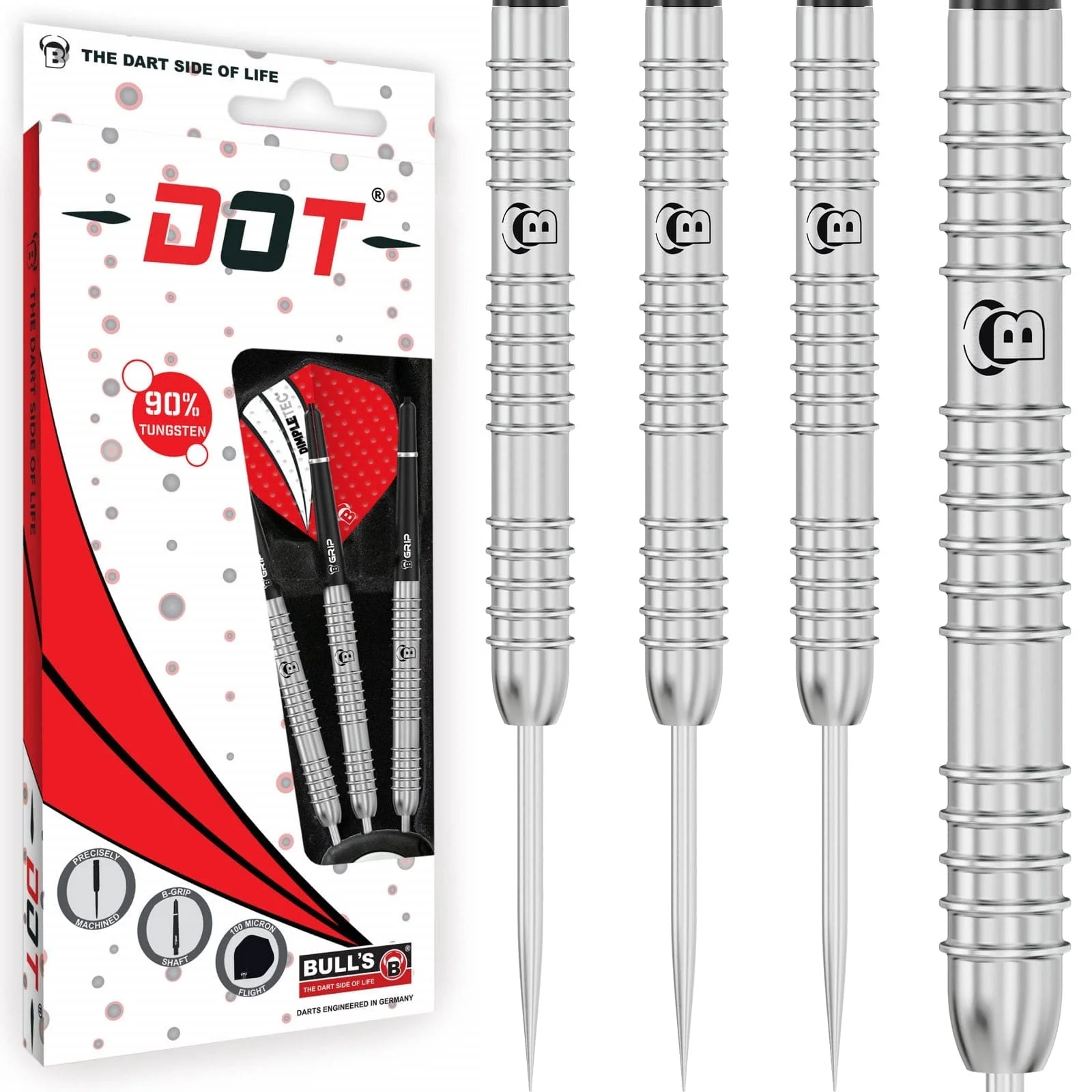 BULL'S Dot D8 Darts - Steel Tip - 90% Tungsten - Outer Grip - Image 2