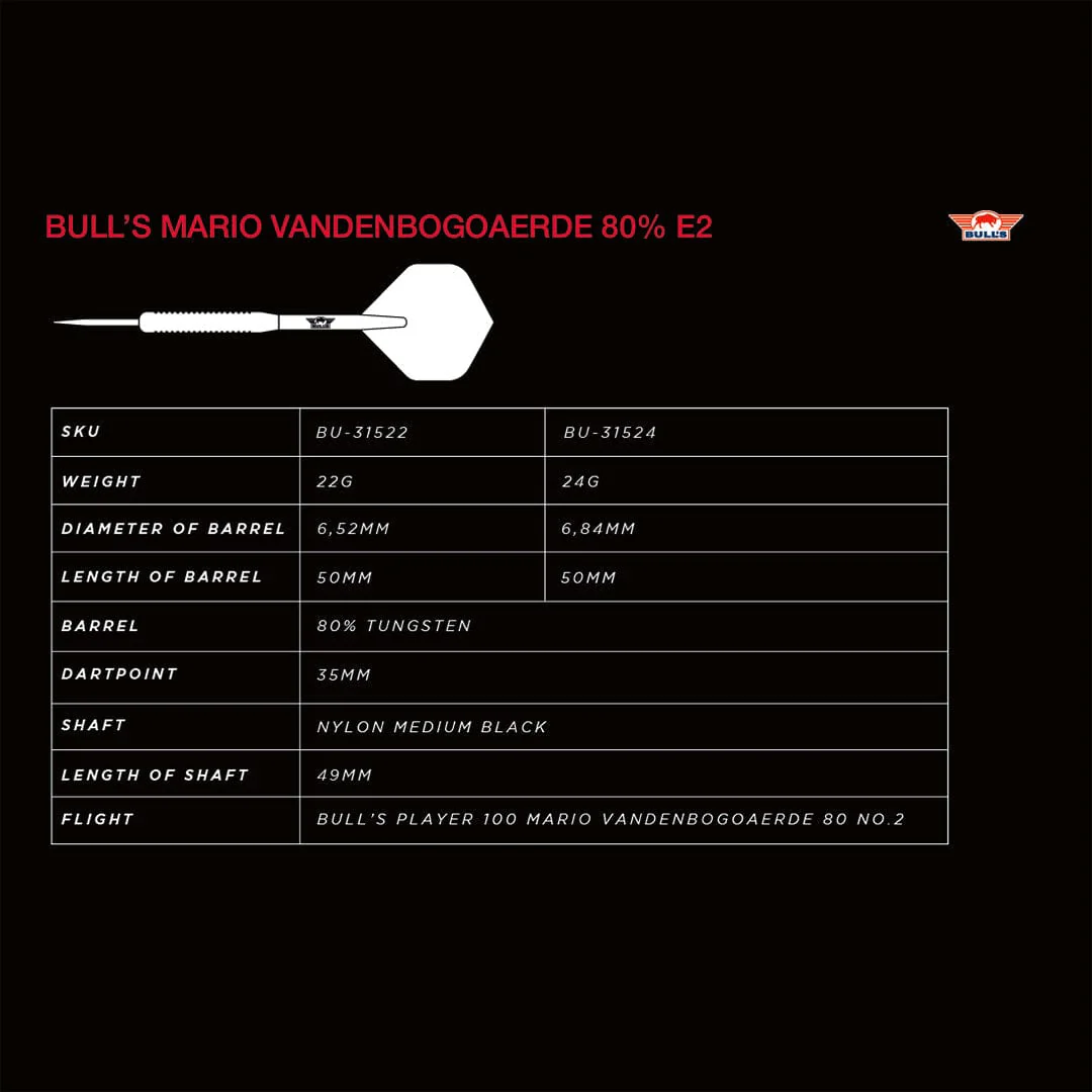 Bulls Mario Vandenbogaerde  Darts - Steel Tip - 80% Tungsten - Image 5