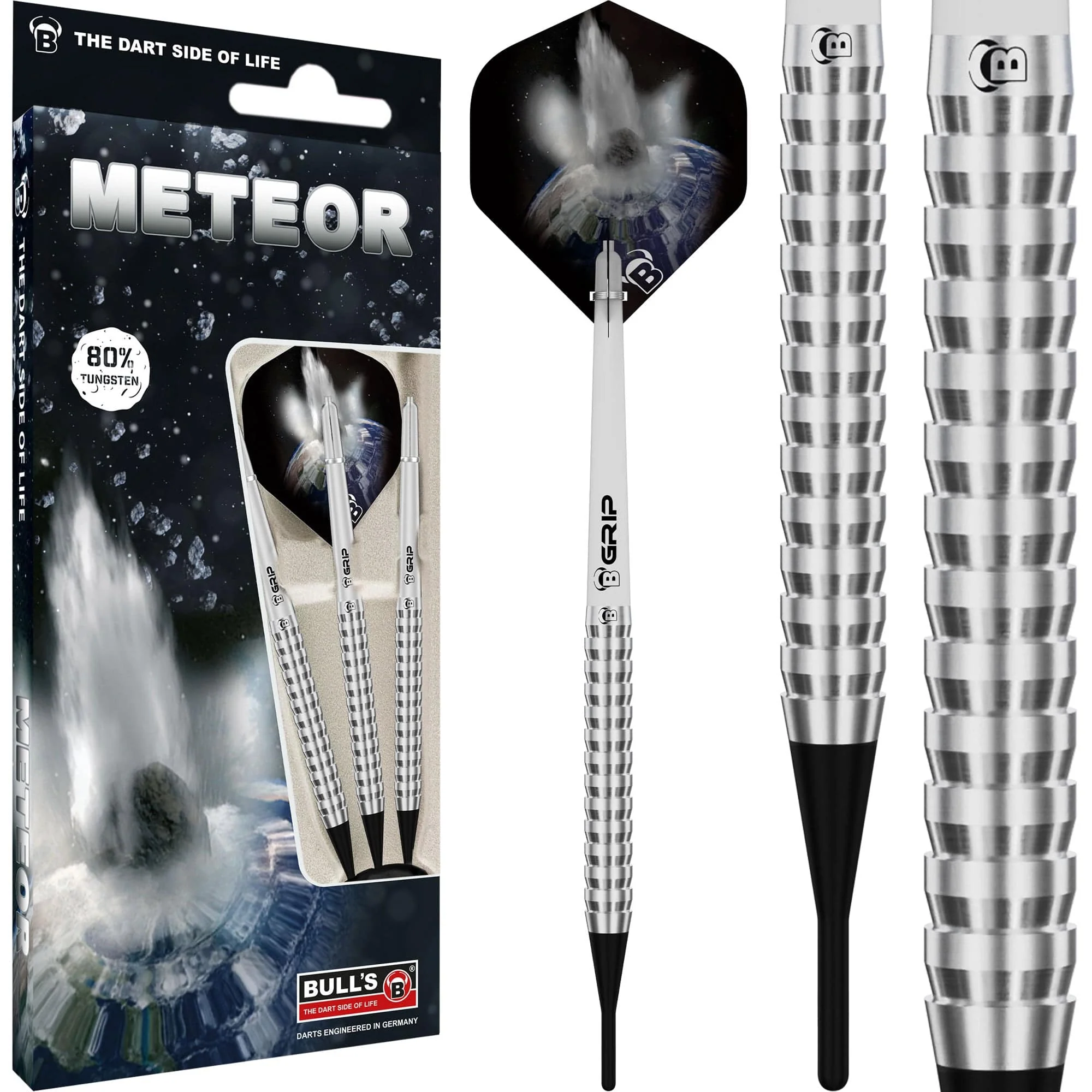 BULL'S Meteor Darts - Soft Tip - 80% Tungsten - MT4 - Full Shark - Image 2