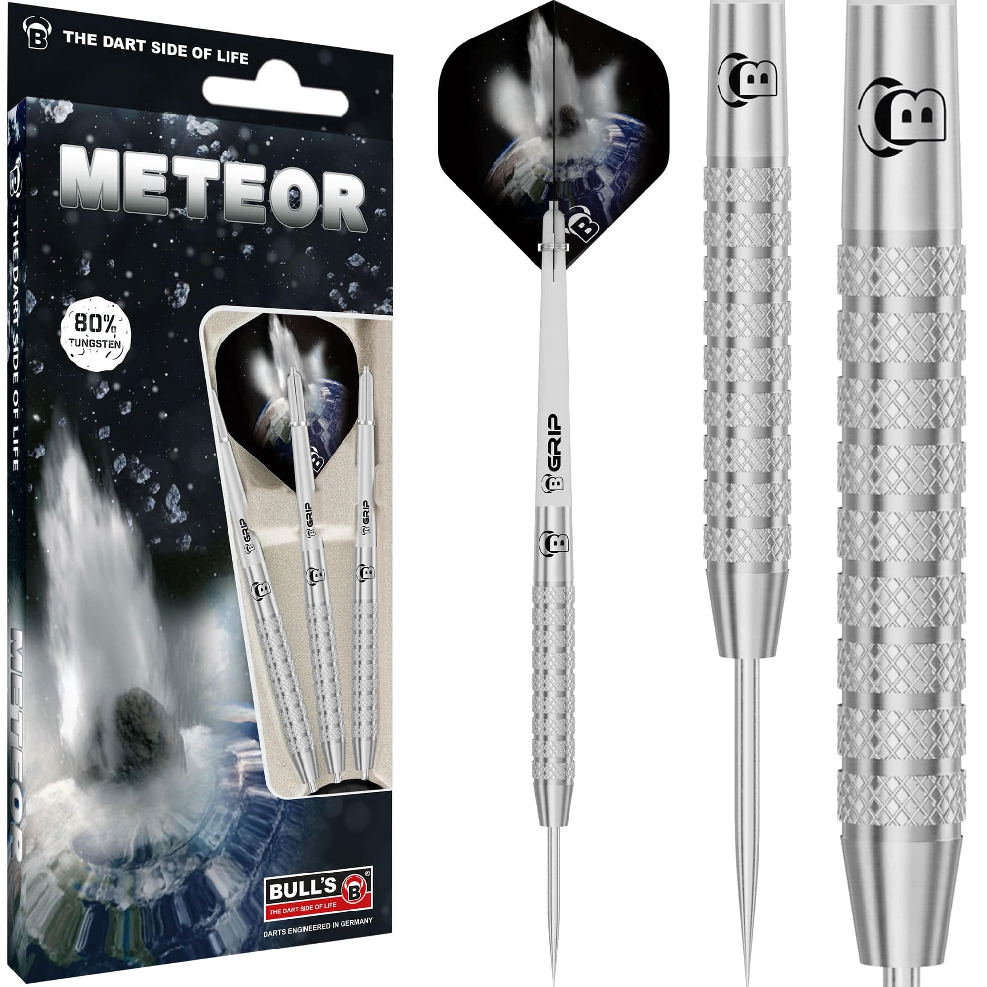 BULL'S Meteor Darts - Steel Tip - 80% Tungsten - MT6 - Multi Knurl - Image 2