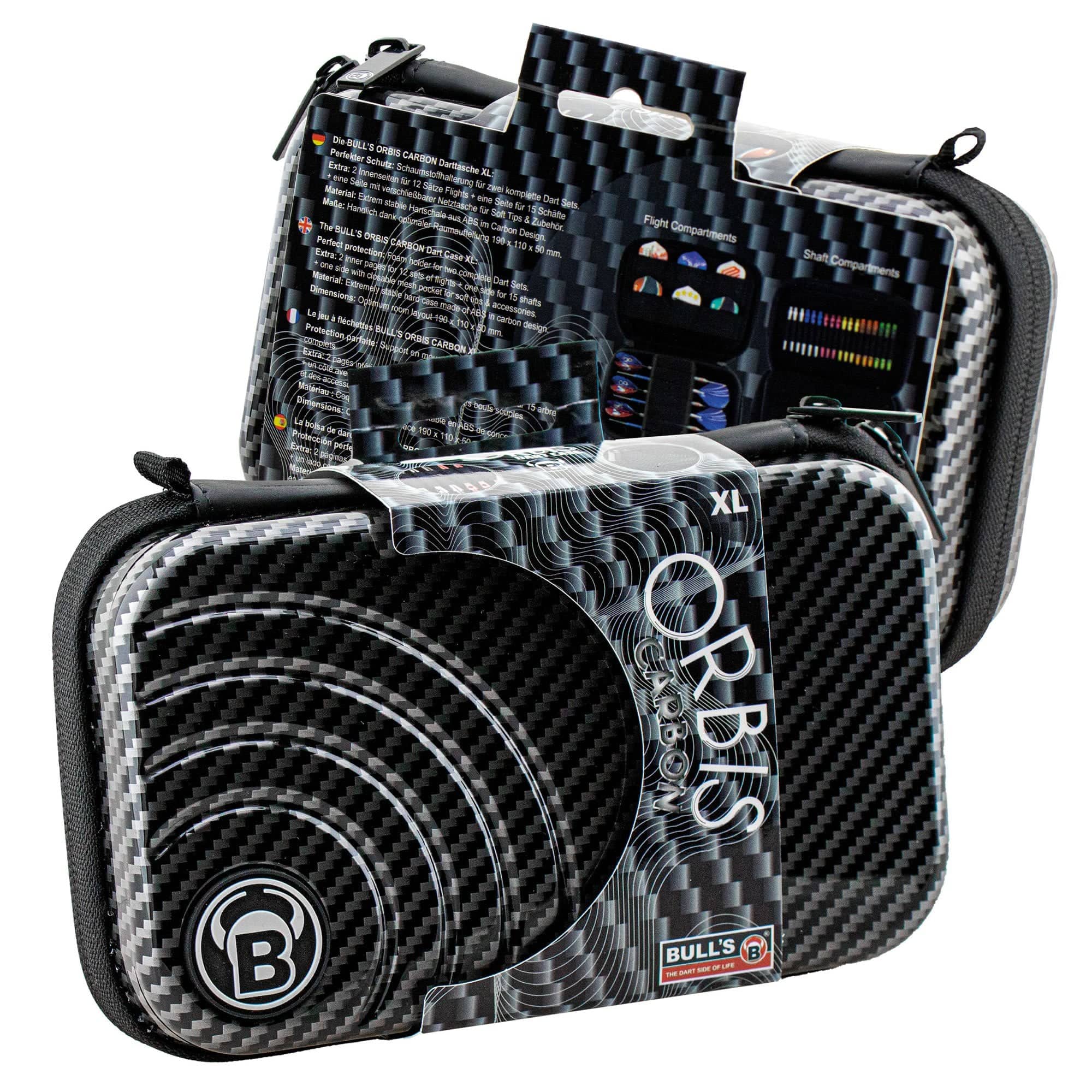 BULL'S Orbis Dart Case - Strong ABS Material - XL - Carbon - Grey - Image 4