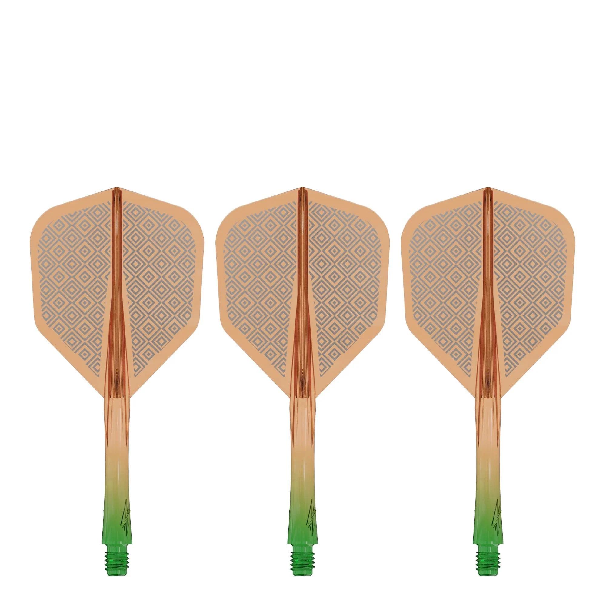 Caliburn SUP Flights - Moulded Shaft and Flight -  Standard No6 - Block - Green & Orange - Image 3