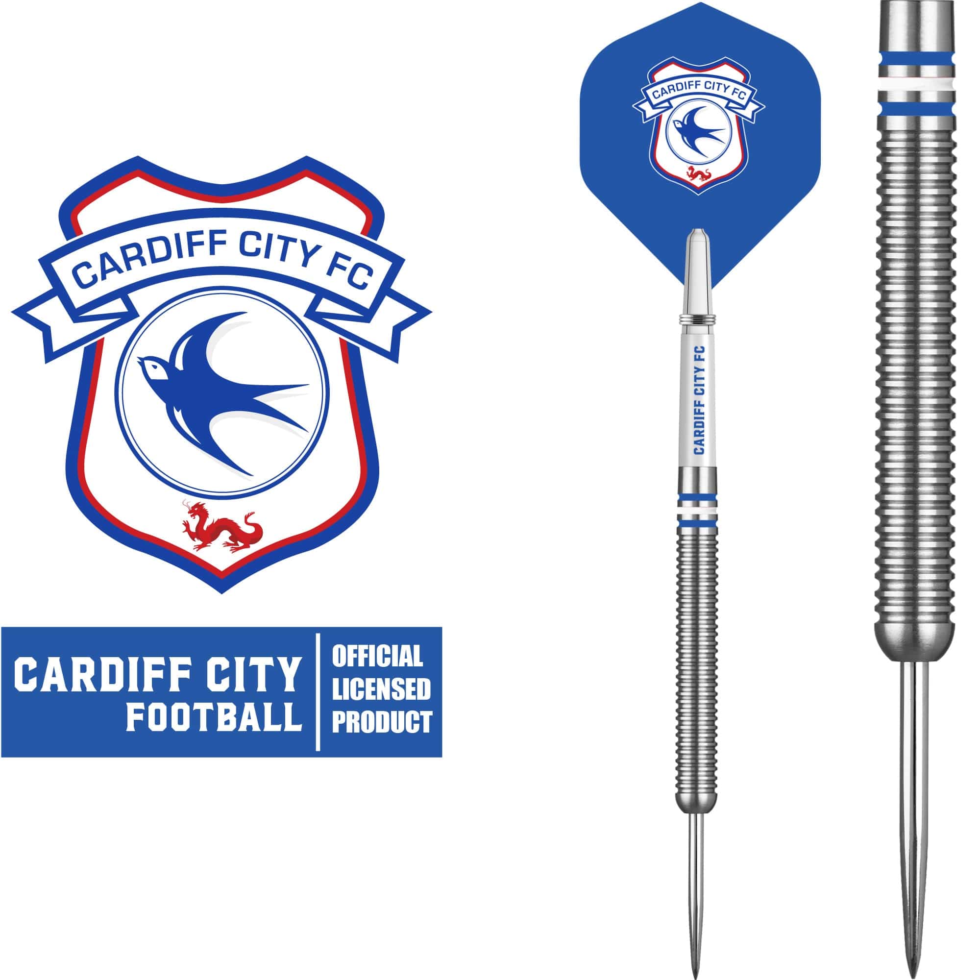Cardiff City FC - Official Licensed - Steel Tip Darts - Tungsten - 24g - Image 2