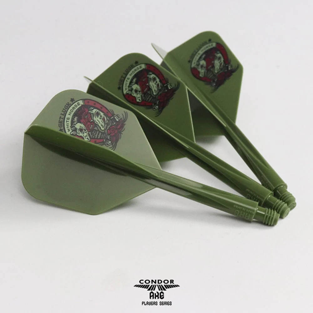 *Condor AXE Dart Flights - Get Luck - Horseshoe - Small - Olive Green - Image 4