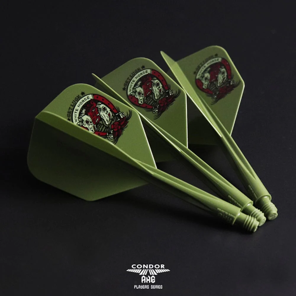 *Condor AXE Dart Flights - Get Luck - Horseshoe - Small - Olive Green - Image 6