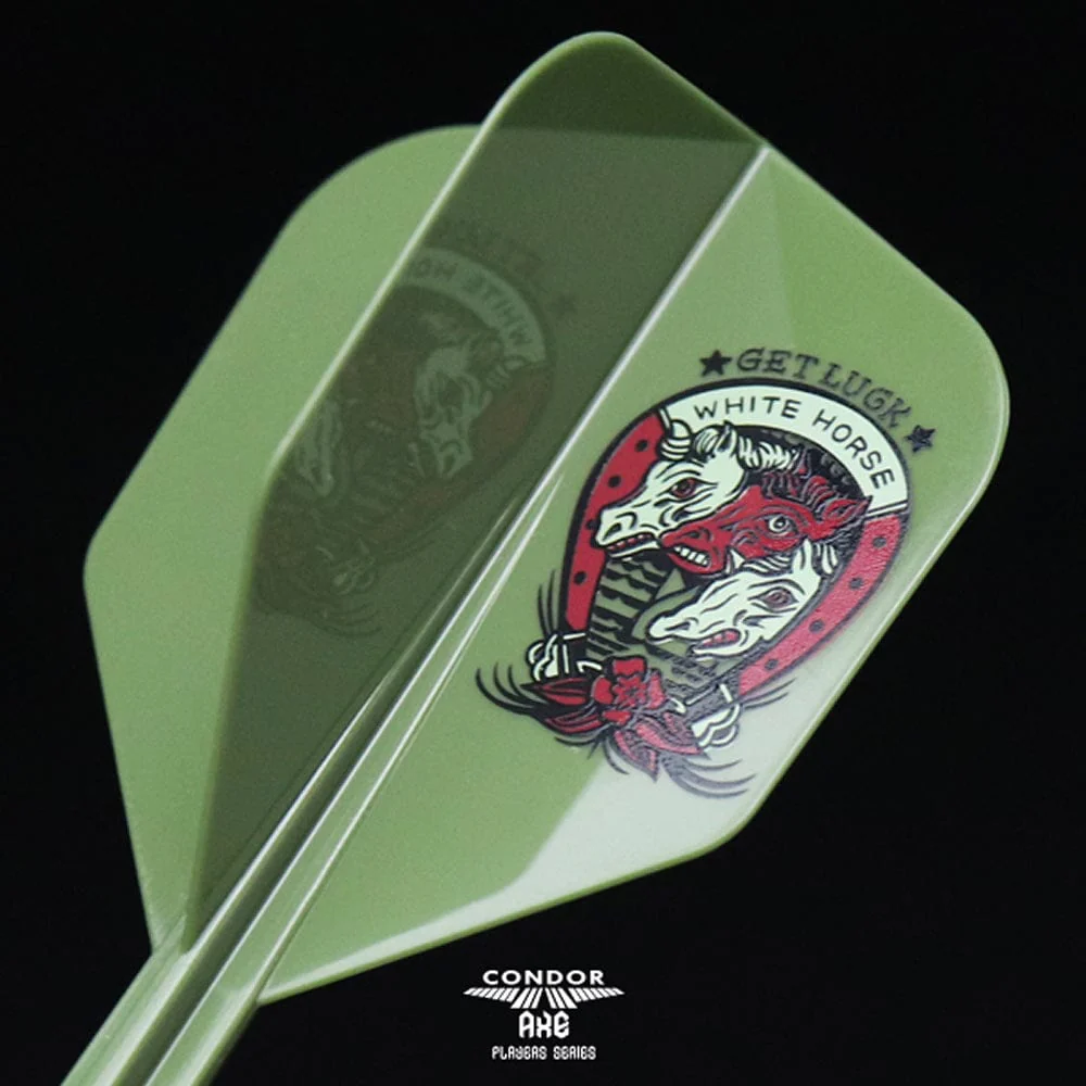 *Condor AXE Dart Flights - Get Luck - Horseshoe - Small - Olive Green - Image 7