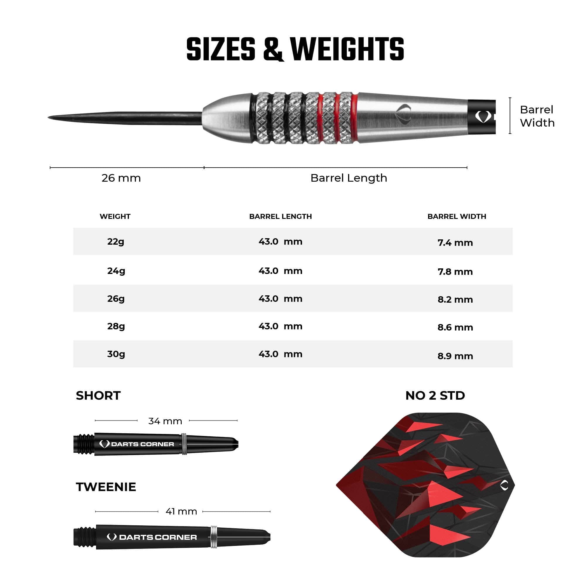 Darts Corner Astrofire Darts - Steel Tip - Knurled - Black & Red - Image 2