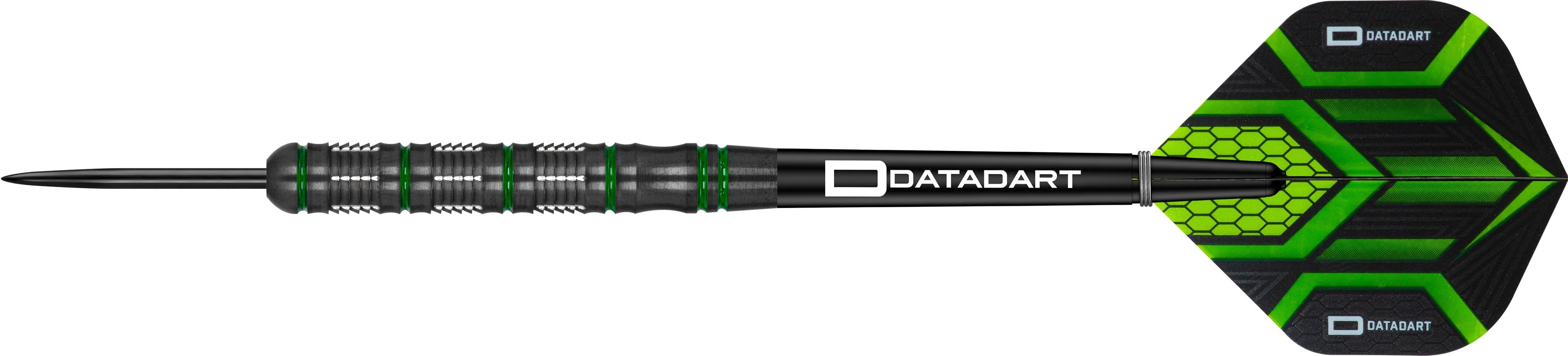 Datadart Marauder Darts - Steel Tip - Black Titanium - Green Rings - Image 2