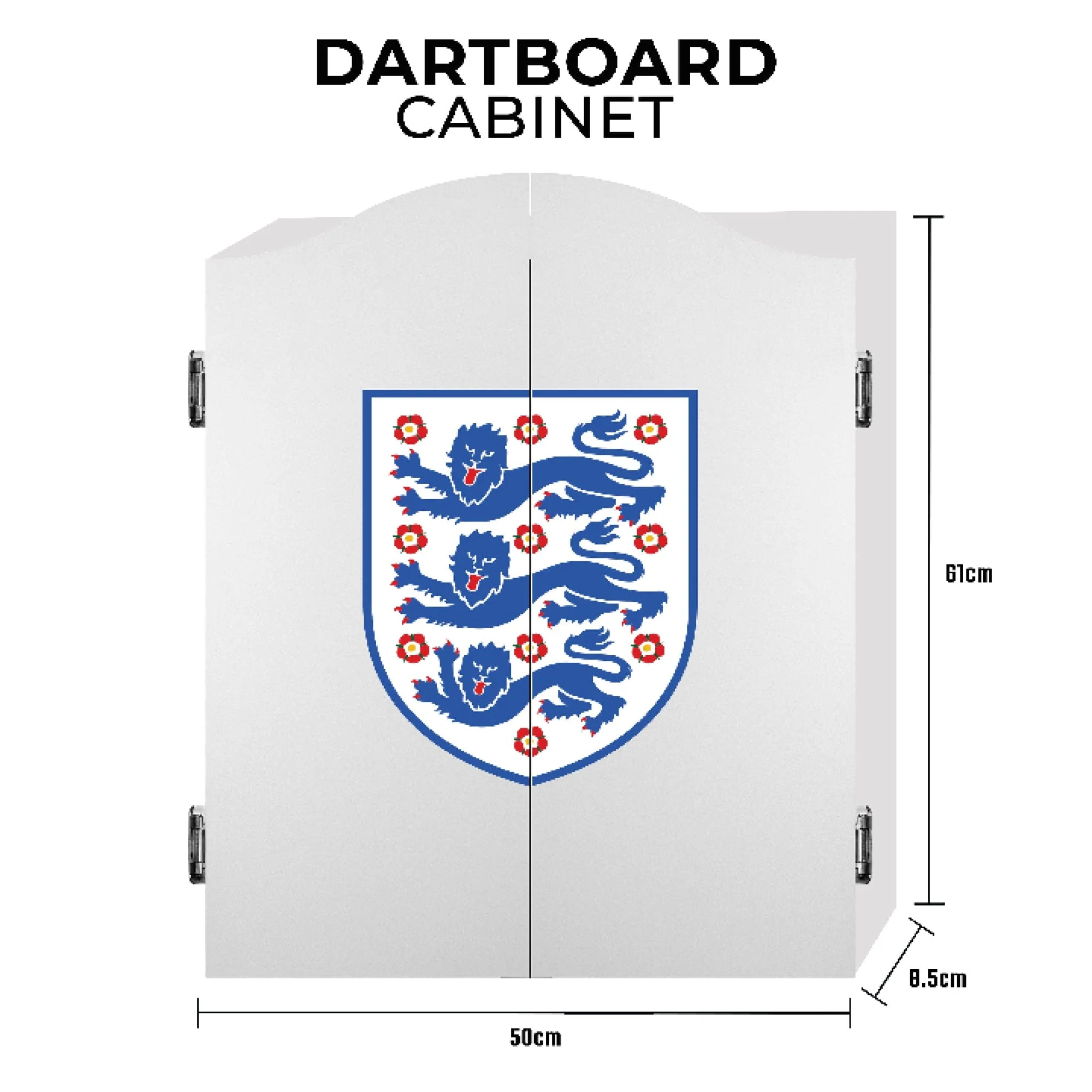 England Football Dartboard Cabinet - Official Licensed - C1 - White - 3 Lions Crest - Image 4