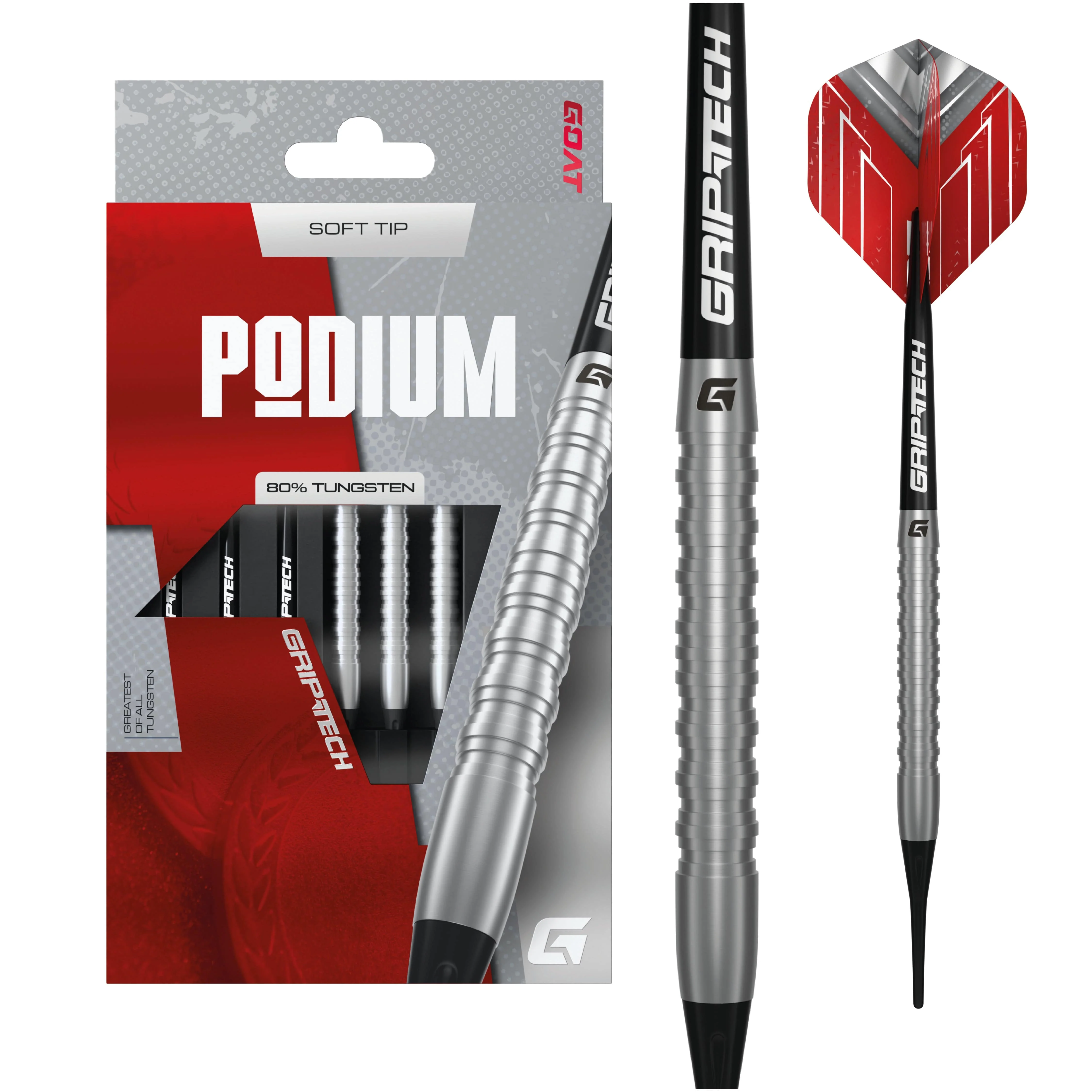 Goat Podium Darts - Soft Tip - 80% Tungsten - Silver - 18g