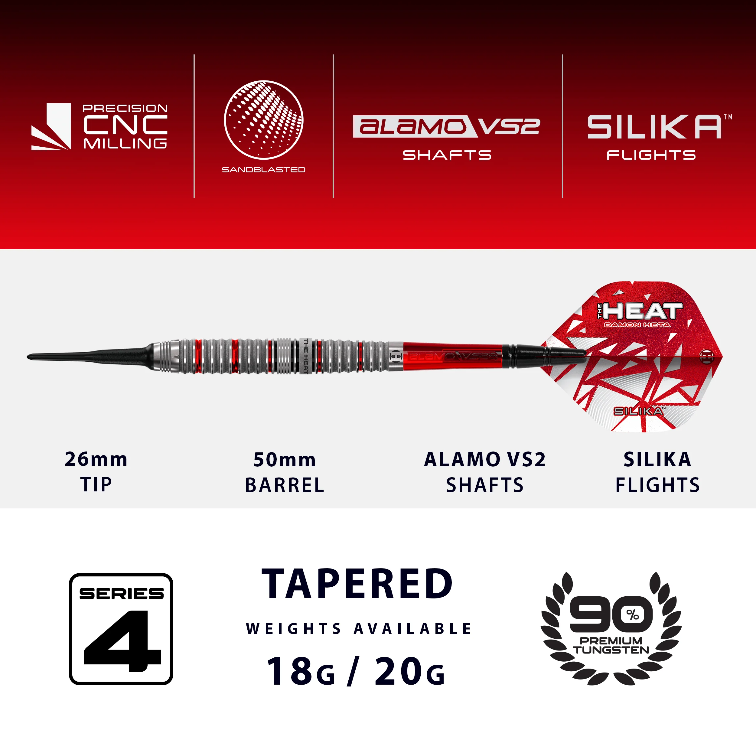 *Harrows Damon Heta Darts - Soft Tip - 90% Tungsten - Series 4 - Image 3