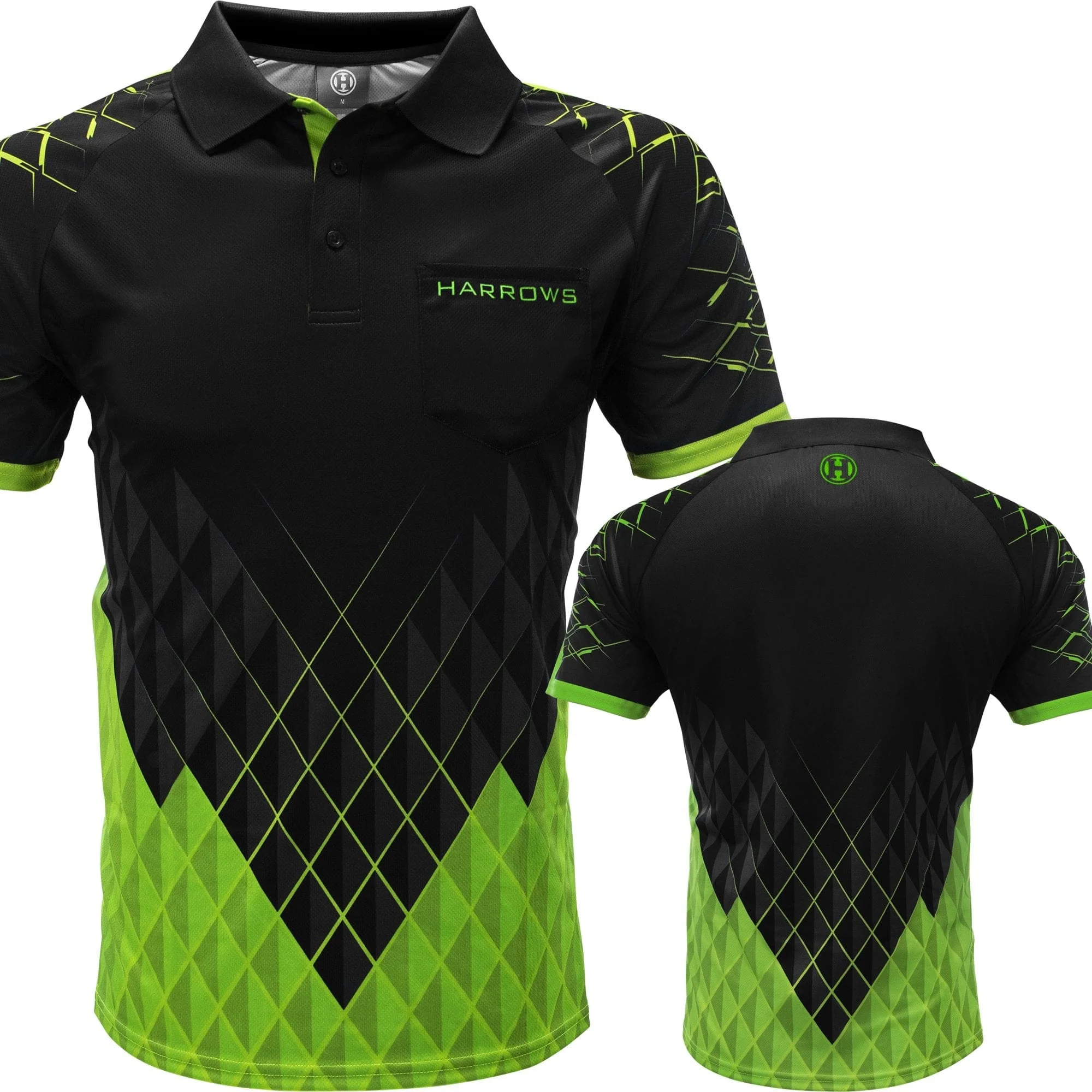 *Harrows Paragon Dart Shirt - with Pocket - Black & Green