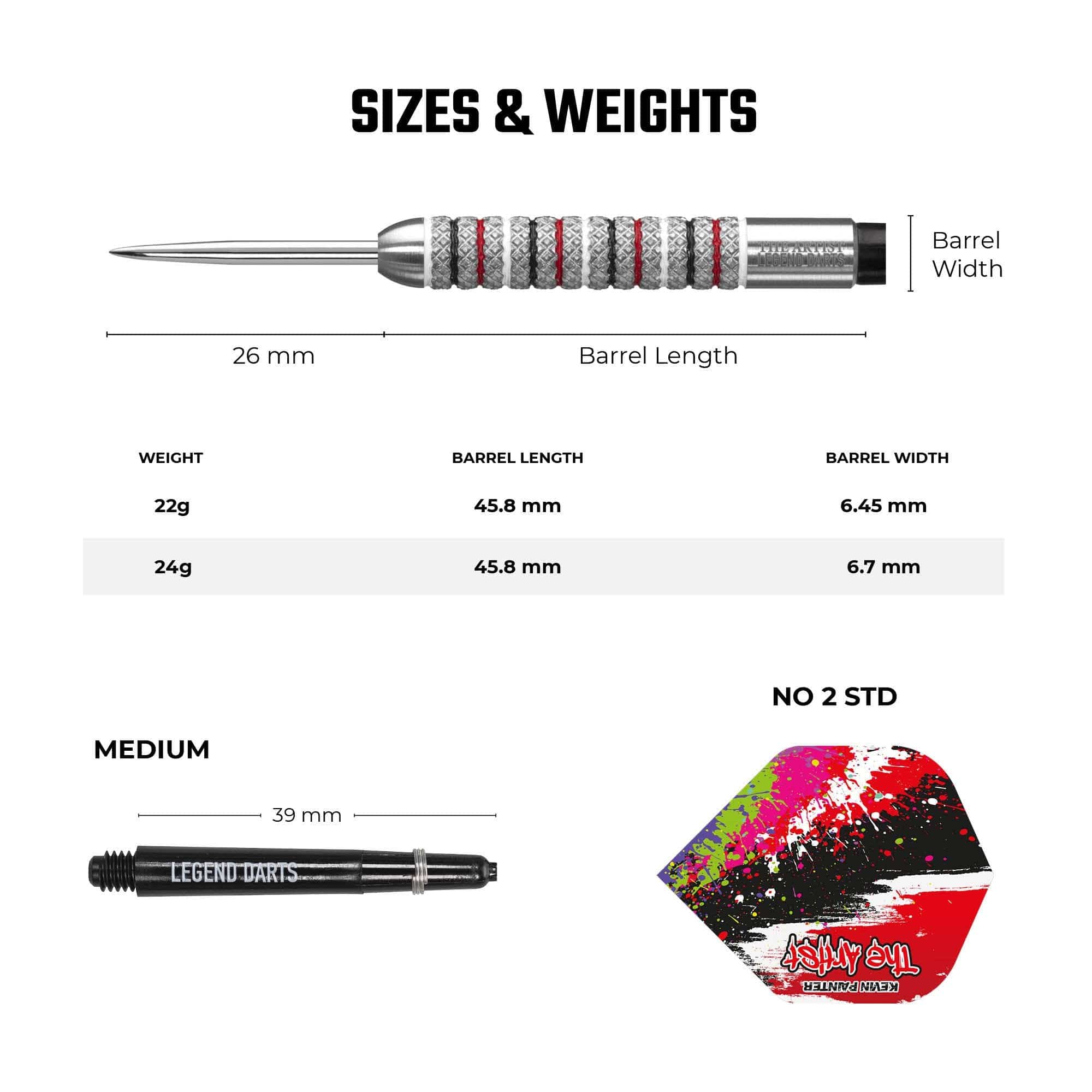 Legend Darts - Steel Tip - 90% Tungsten - Knurled - The Artist - Kevin Painter - Image 3