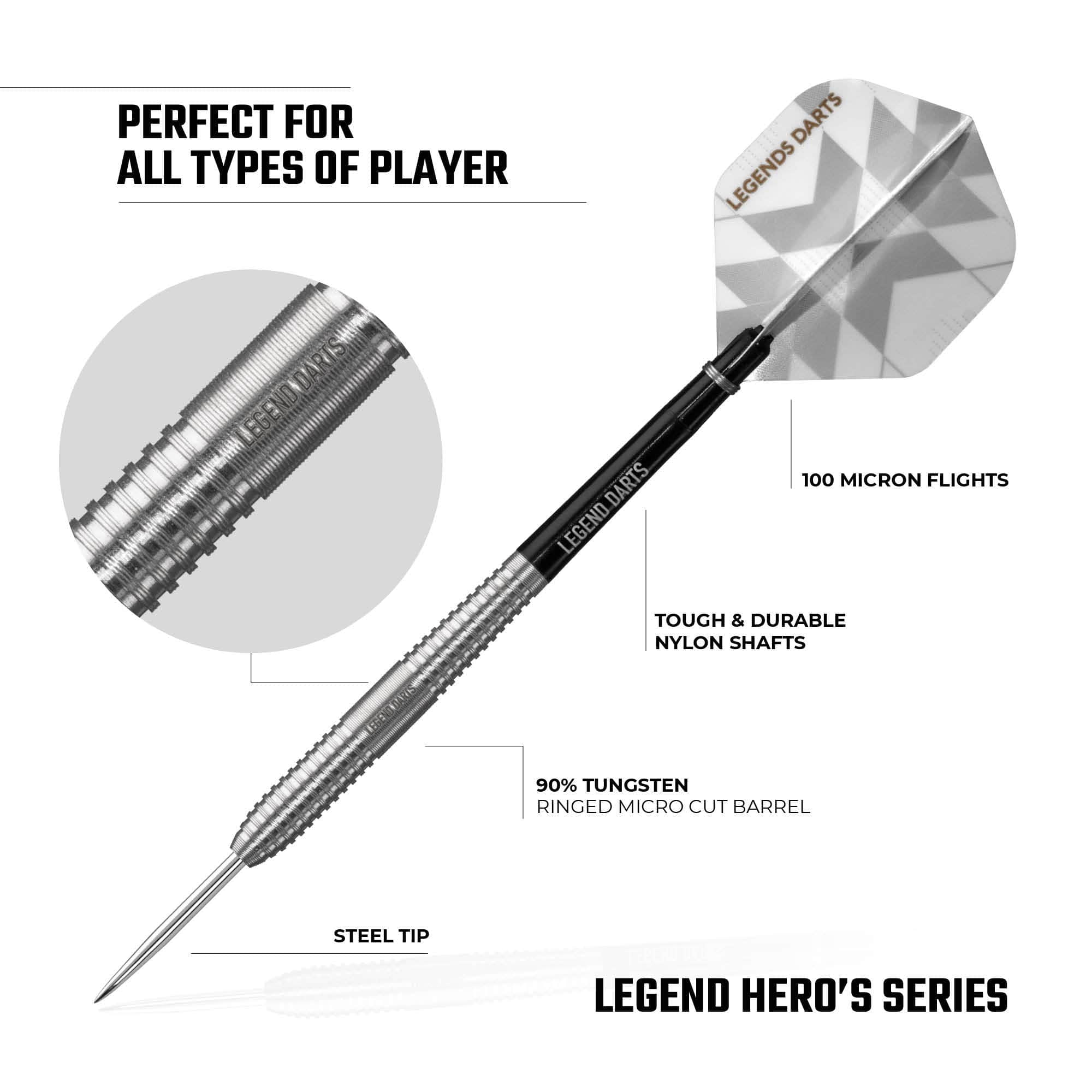 *Legend Darts - Steel Tip - 90% Tungsten - Pro Series - V1 - Ringed Micro Cut - Image 4