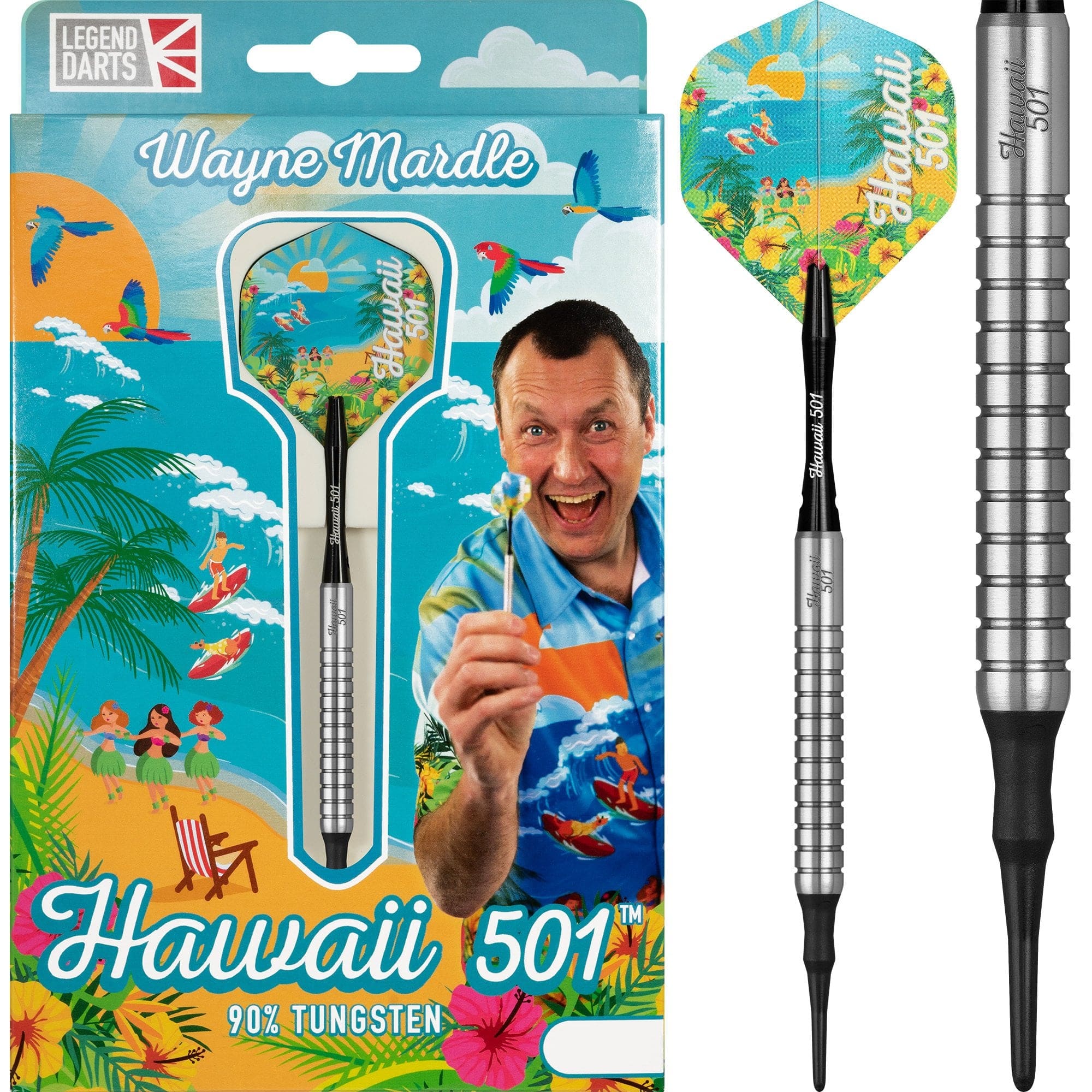 *Legend Wayne Mardle Darts - Soft Tip - Hawaii 501 - Natural