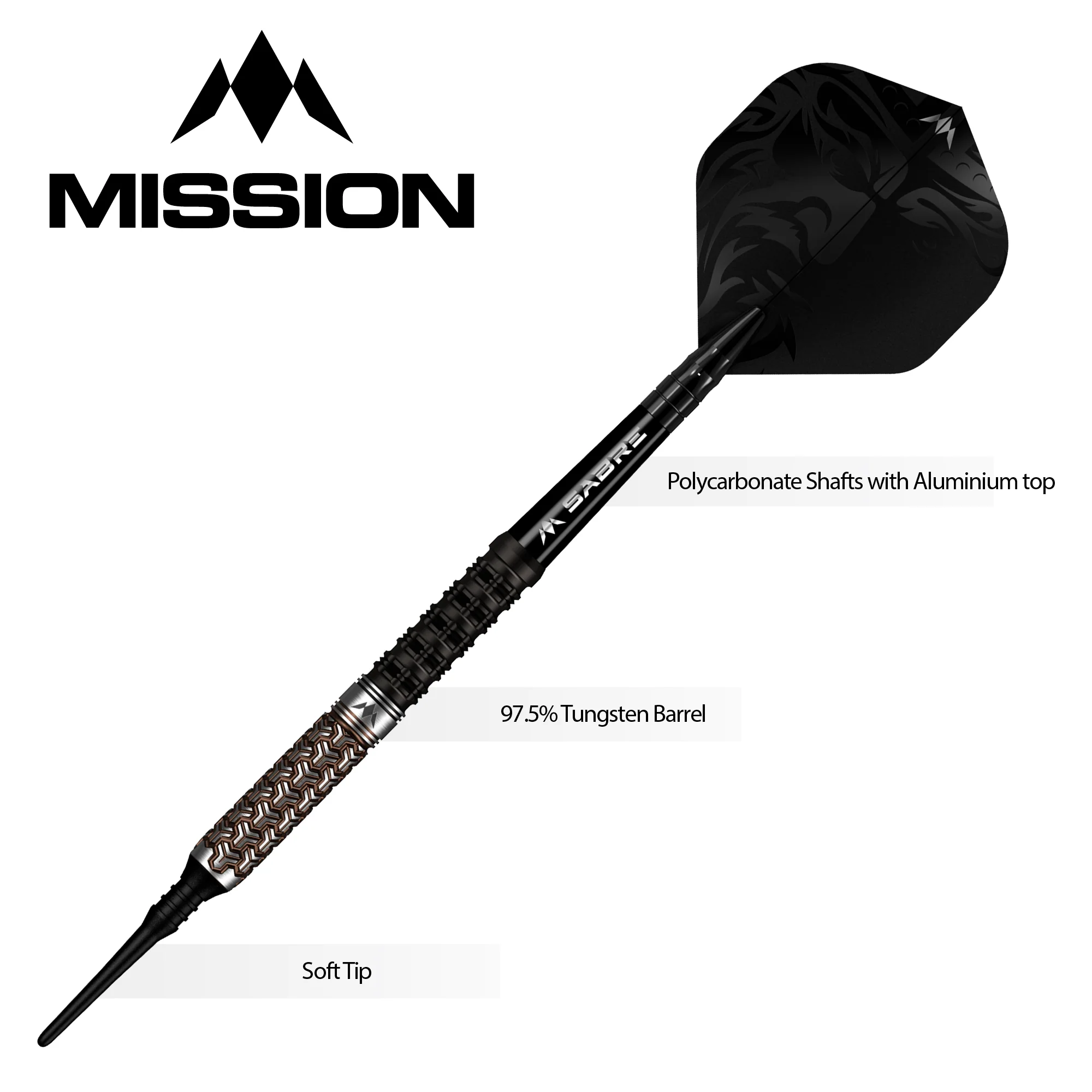 Mission Archon Darts - Soft Tip - 97.5% - Black & Bronze PVD - Image 8