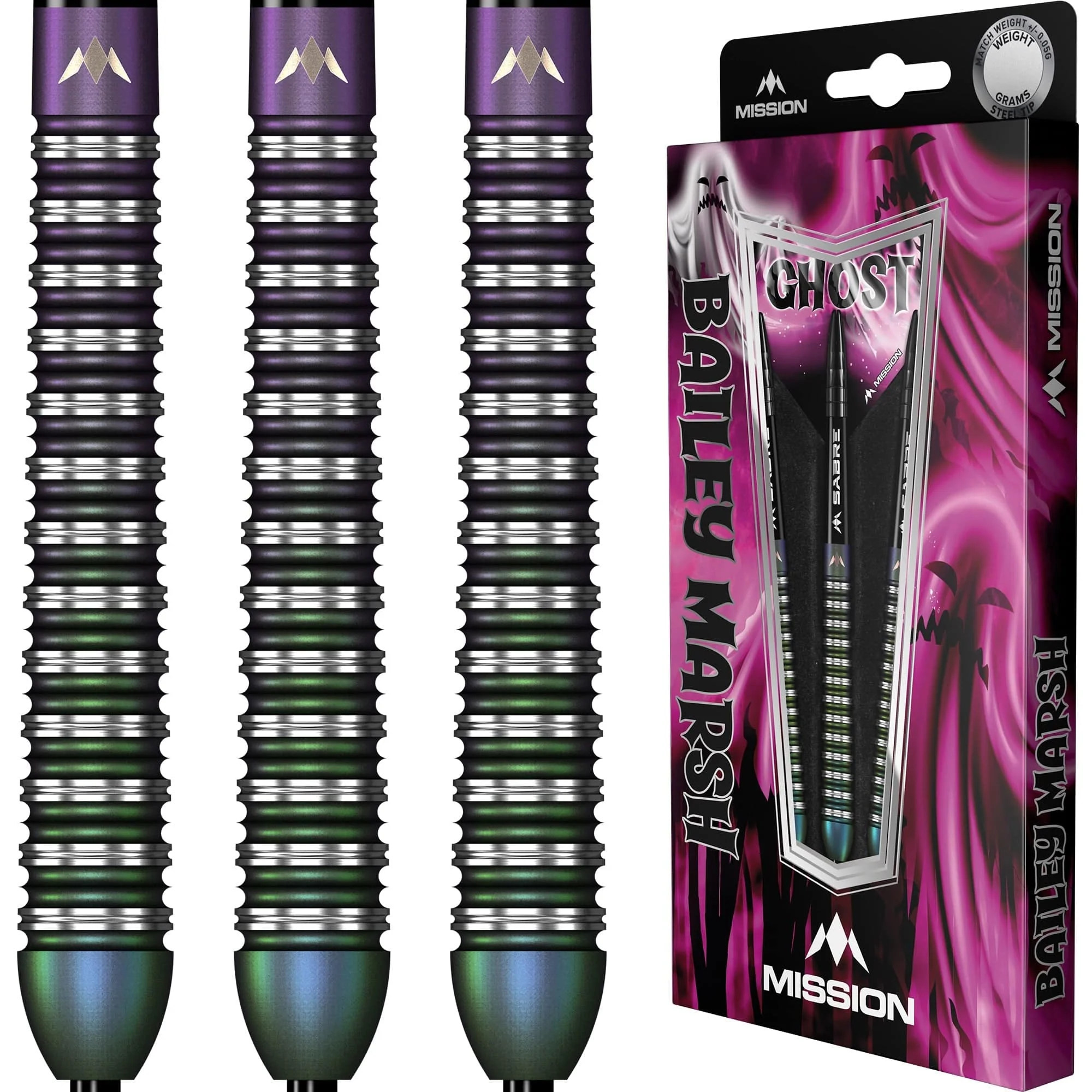 *Mission Bailey Marsh Darts - Steel Tip - 90% - Coral PVD Coating - Ghost - Image 3