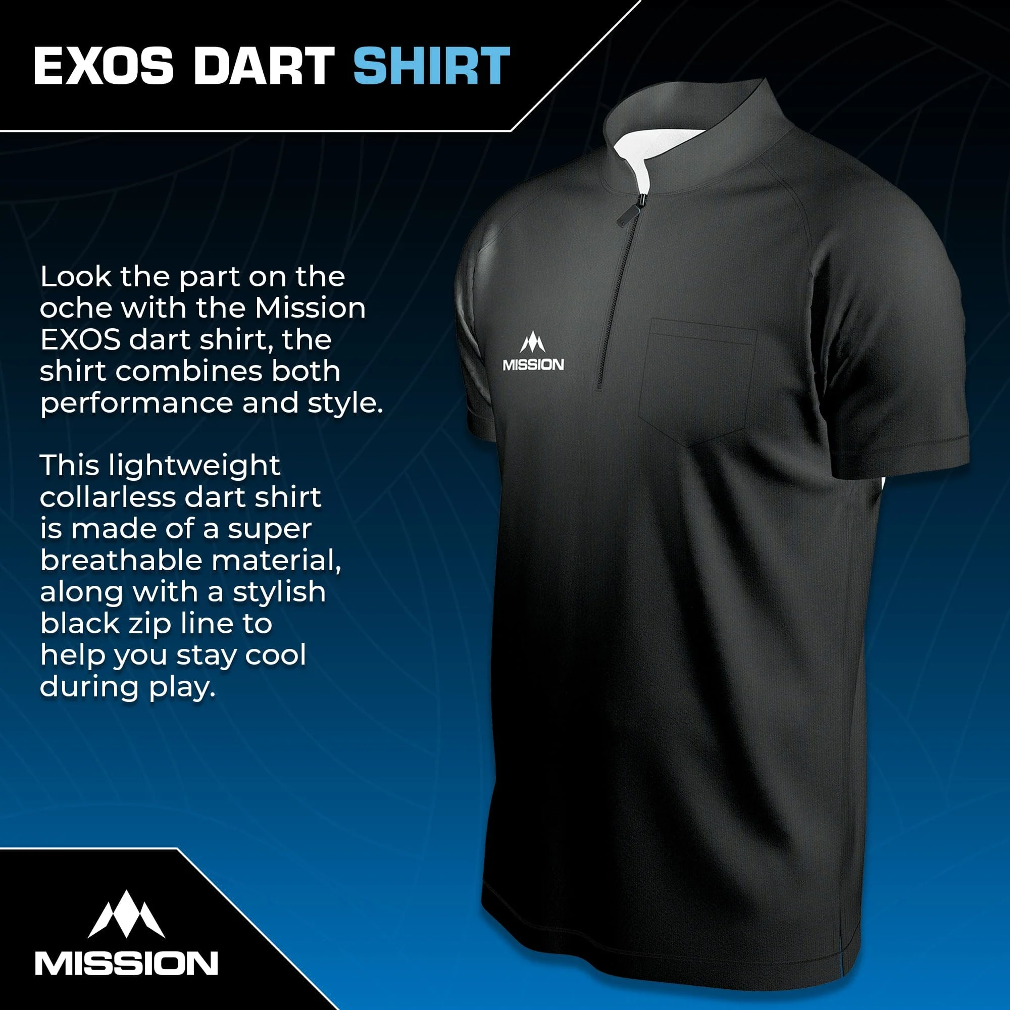 Mission Darts - EXOS Cool - Dart Shirt - Black - Image 2