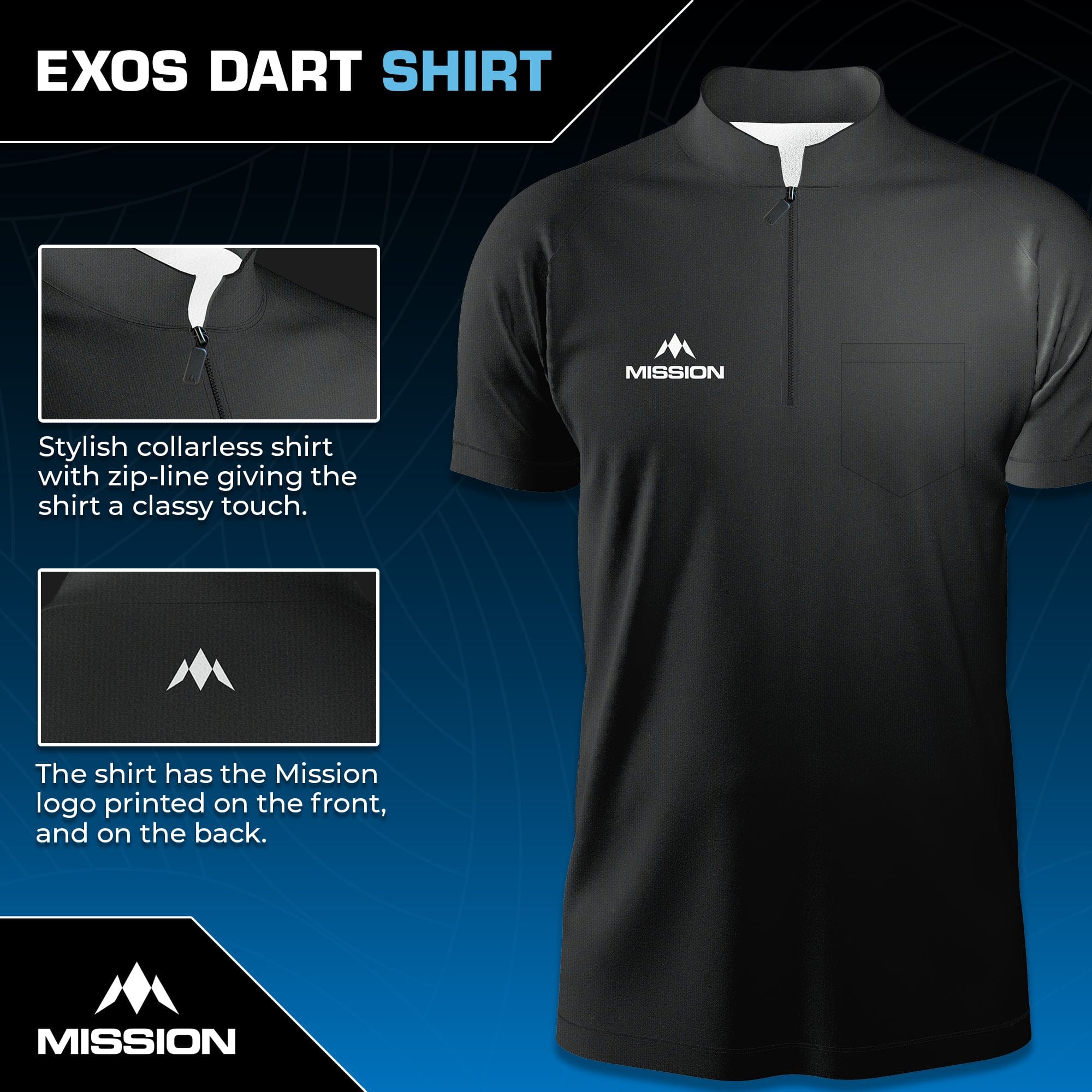 Mission Darts - EXOS Cool - Dart Shirt - Black - Image 3