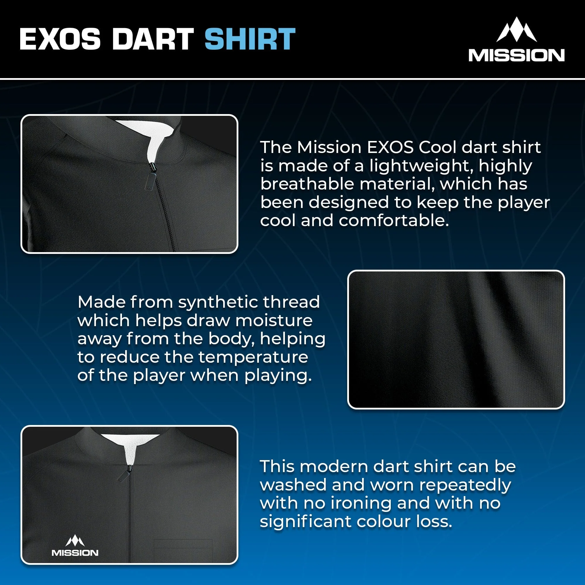 Mission Darts - EXOS Cool - Dart Shirt - Black - Image 4