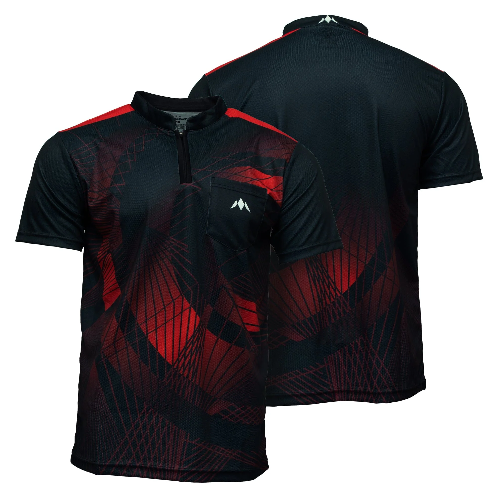 *Mission Darts Orb Dart Shirt - Collarless - Lightweight - Black & Red