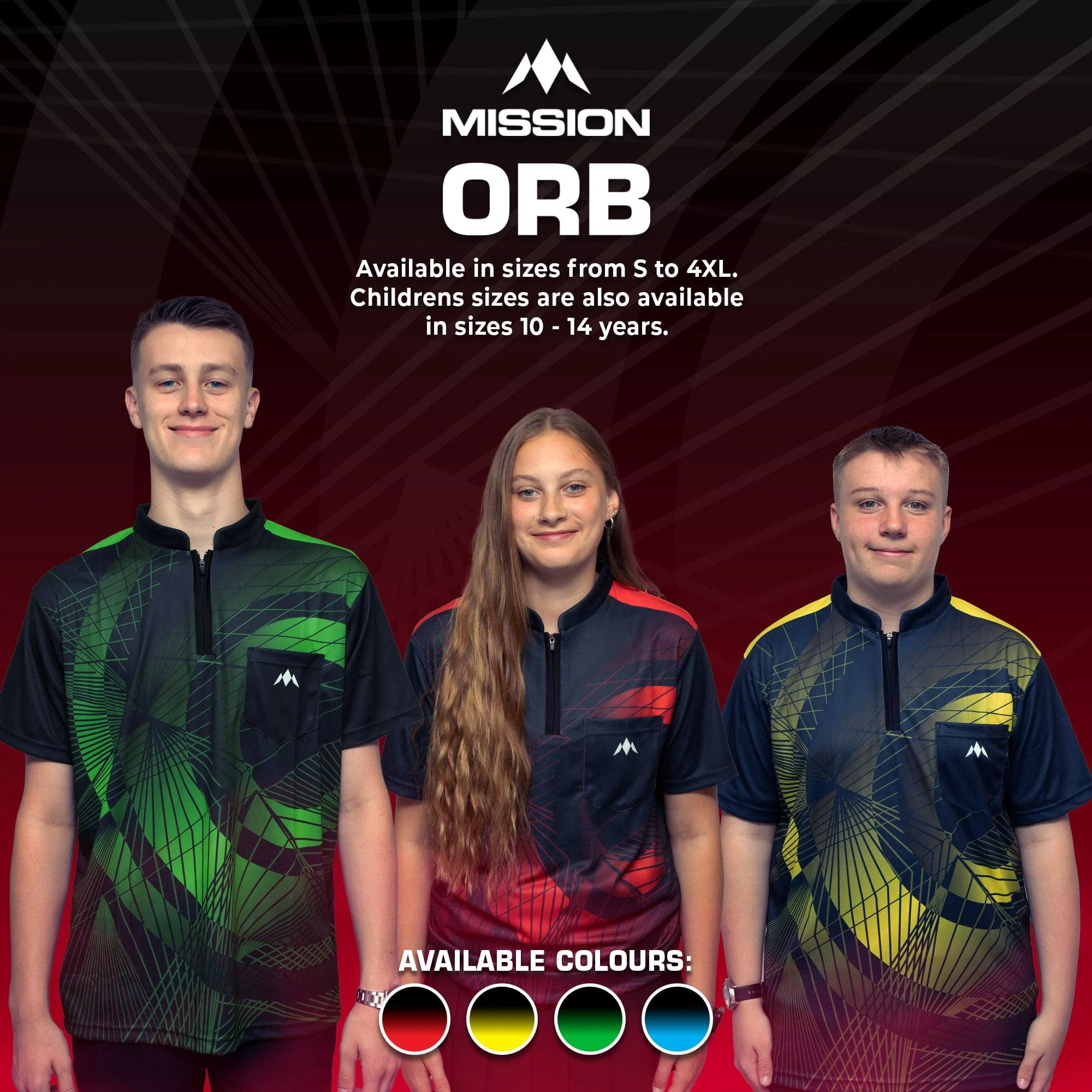*Mission Darts Orb Dart Shirt - Collarless - Lightweight - Black & Red - Image 6