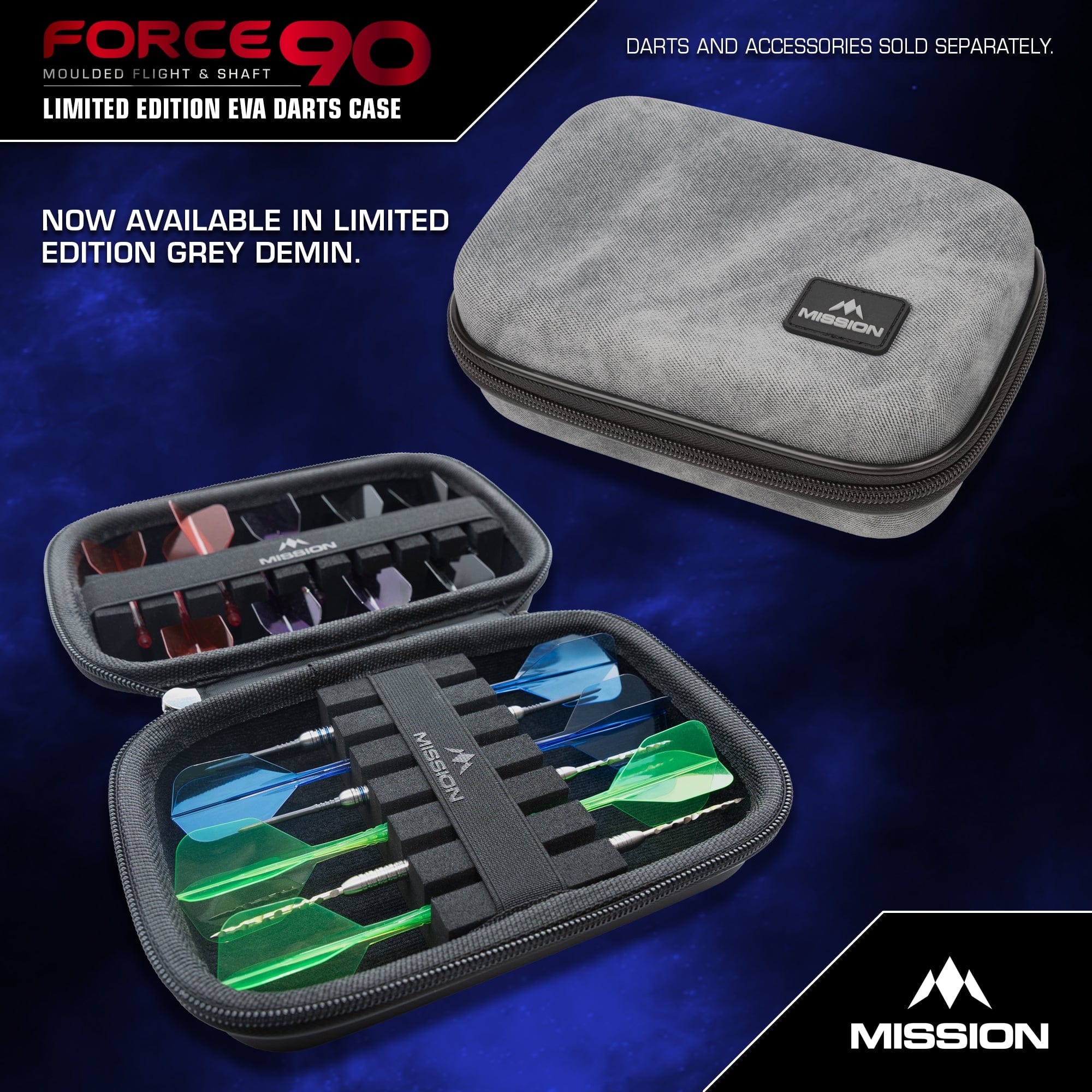 Mission Force 90 Dart Case - EVA Moulded Wallet - Limited Edition - Large - Grey Denim - Image 4