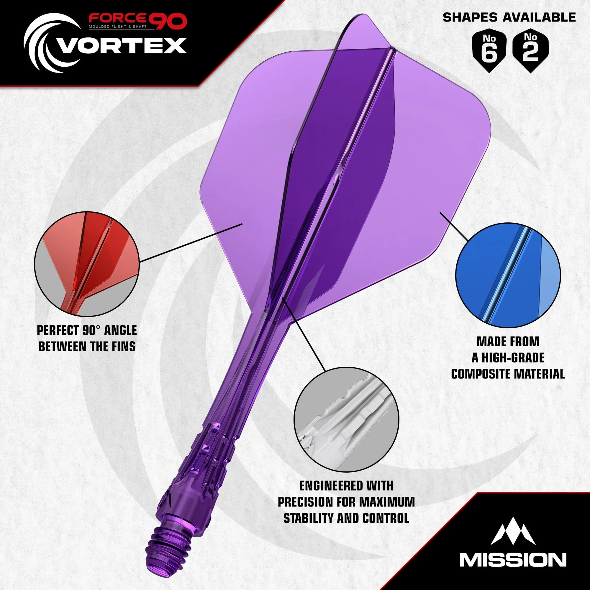 Mission Force 90 Vortex - Moulded Flight & Shaft - Standard No6 - Image 12