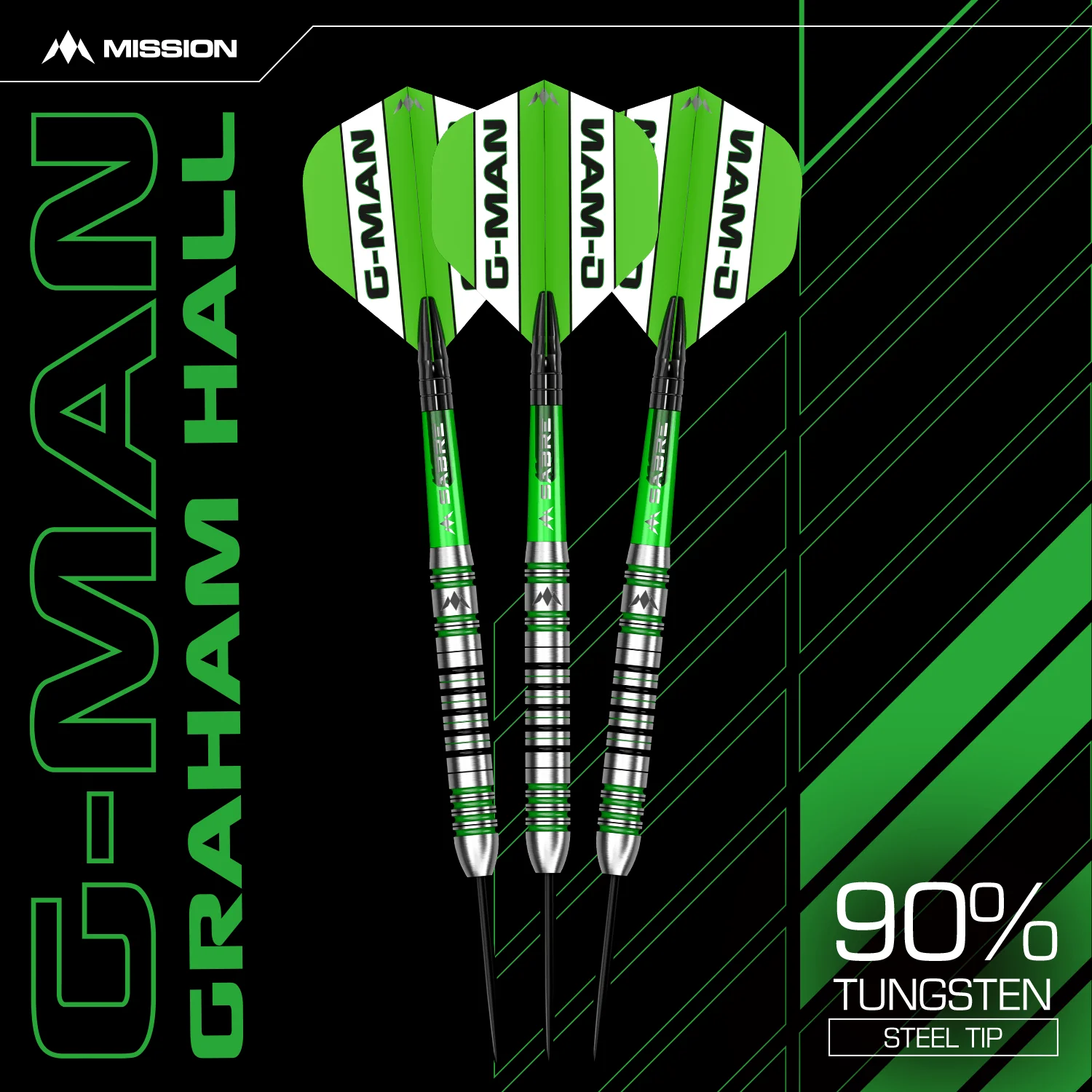 Mission Graham Hall Darts - Steel Tip - 90% - Black & Green - Image 10