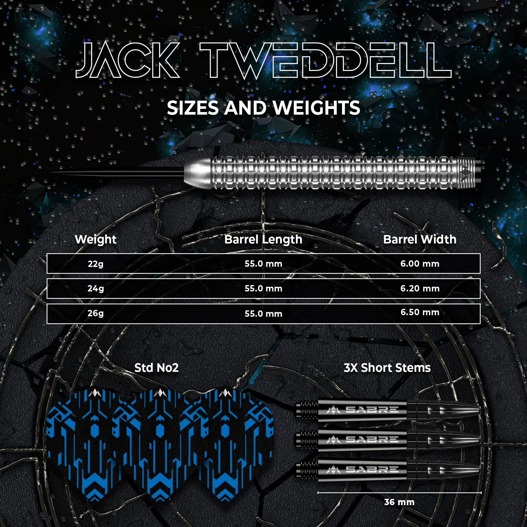 Mission Jack Tweddell Darts - Steel Tip - 95% Tungsten -  Silver - Image 5