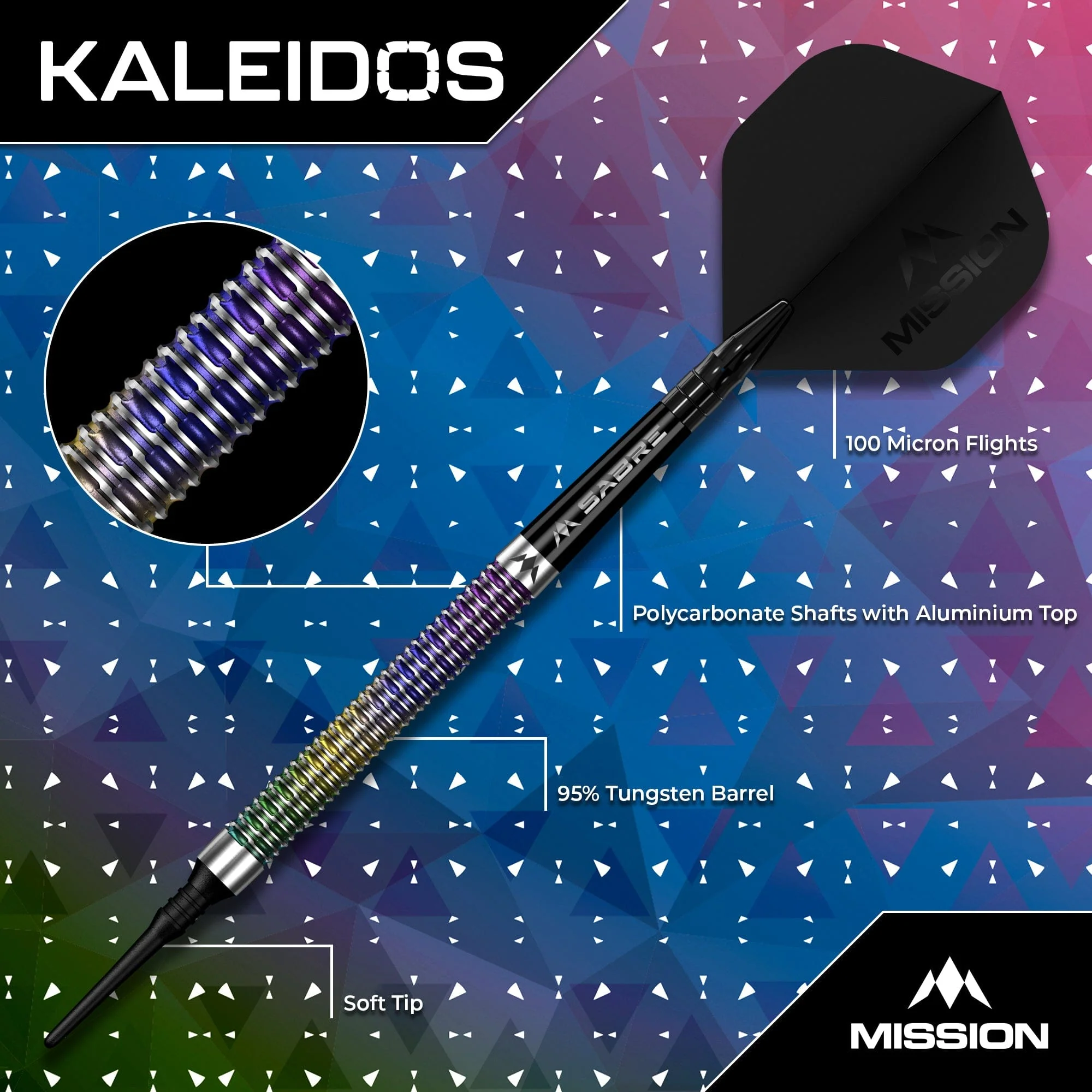 Mission Kaleidos Darts - Soft Tip - 95% Tungsten - Image 2