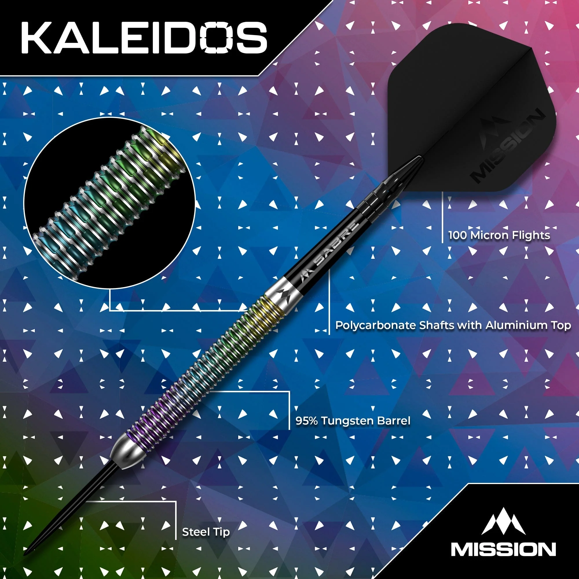 Mission Kaleidos Darts - Steel Tip - 95% Tungsten - Image 2