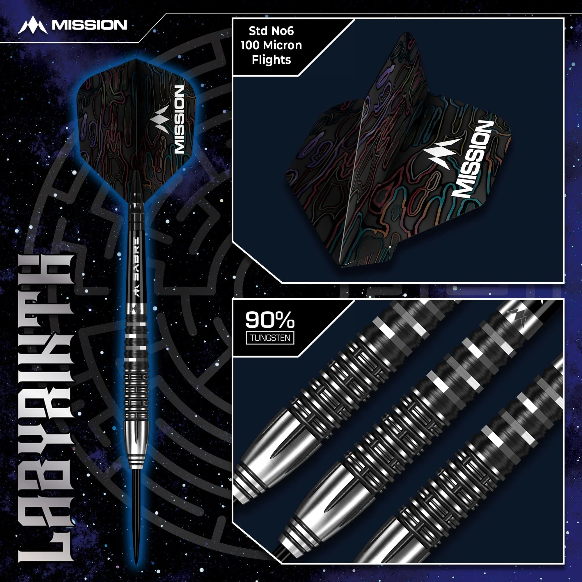 Mission Labyrinth Darts - Steel Tip - 90% Tungsten - Black PVD - Image 5