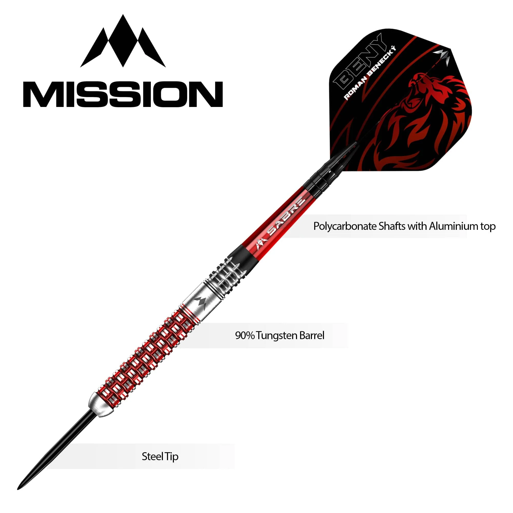 *Mission Roman Benecky Darts - Steel Tip - Black & Red - Image 5