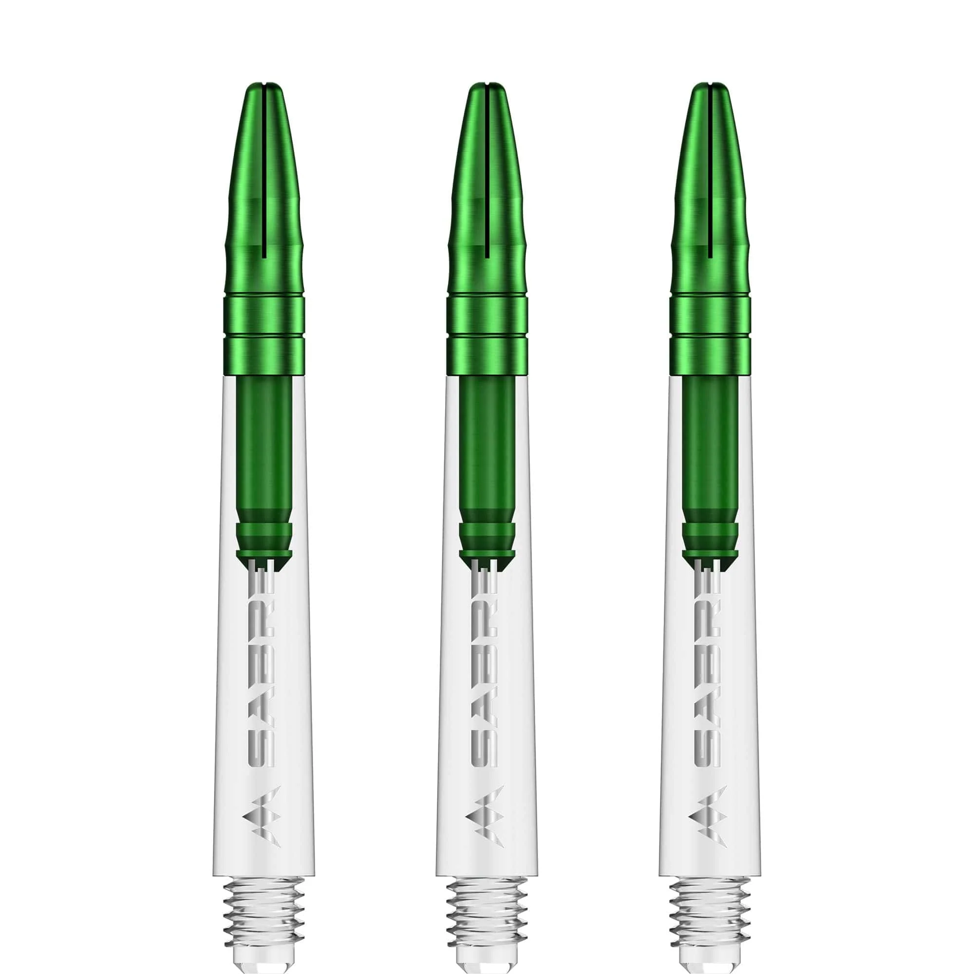 *Mission Sabre Shafts - Polycarbonate Dart Stems - Clear - Green Top - Image 3