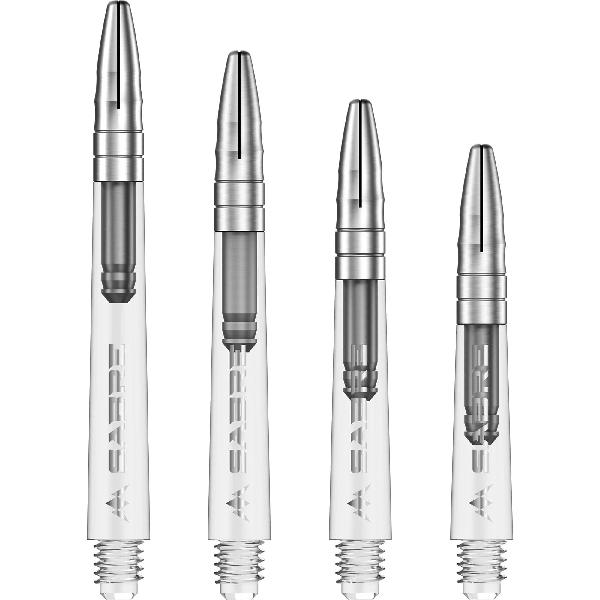 *Mission Sabre Shafts - Polycarbonate Dart Stems - Clear - Silver Top