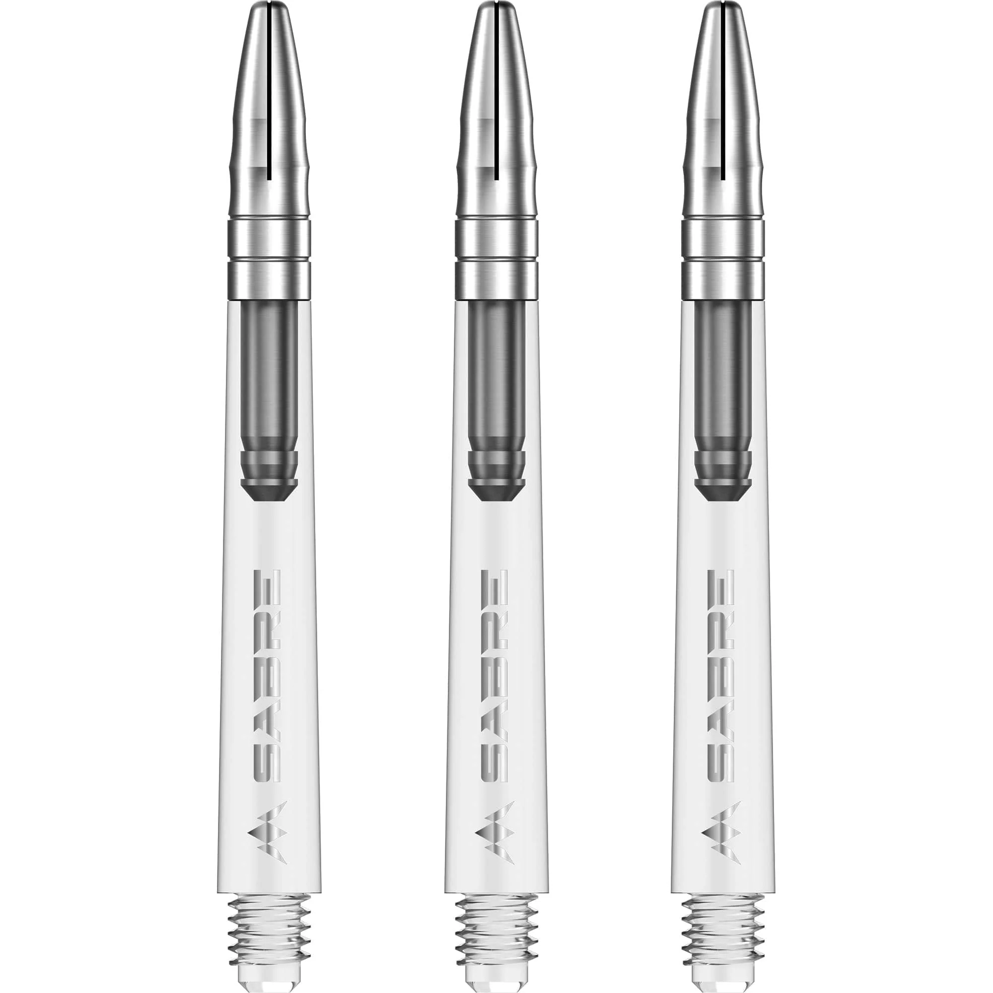 *Mission Sabre Shafts - Polycarbonate Dart Stems - Clear - Silver Top - Image 2