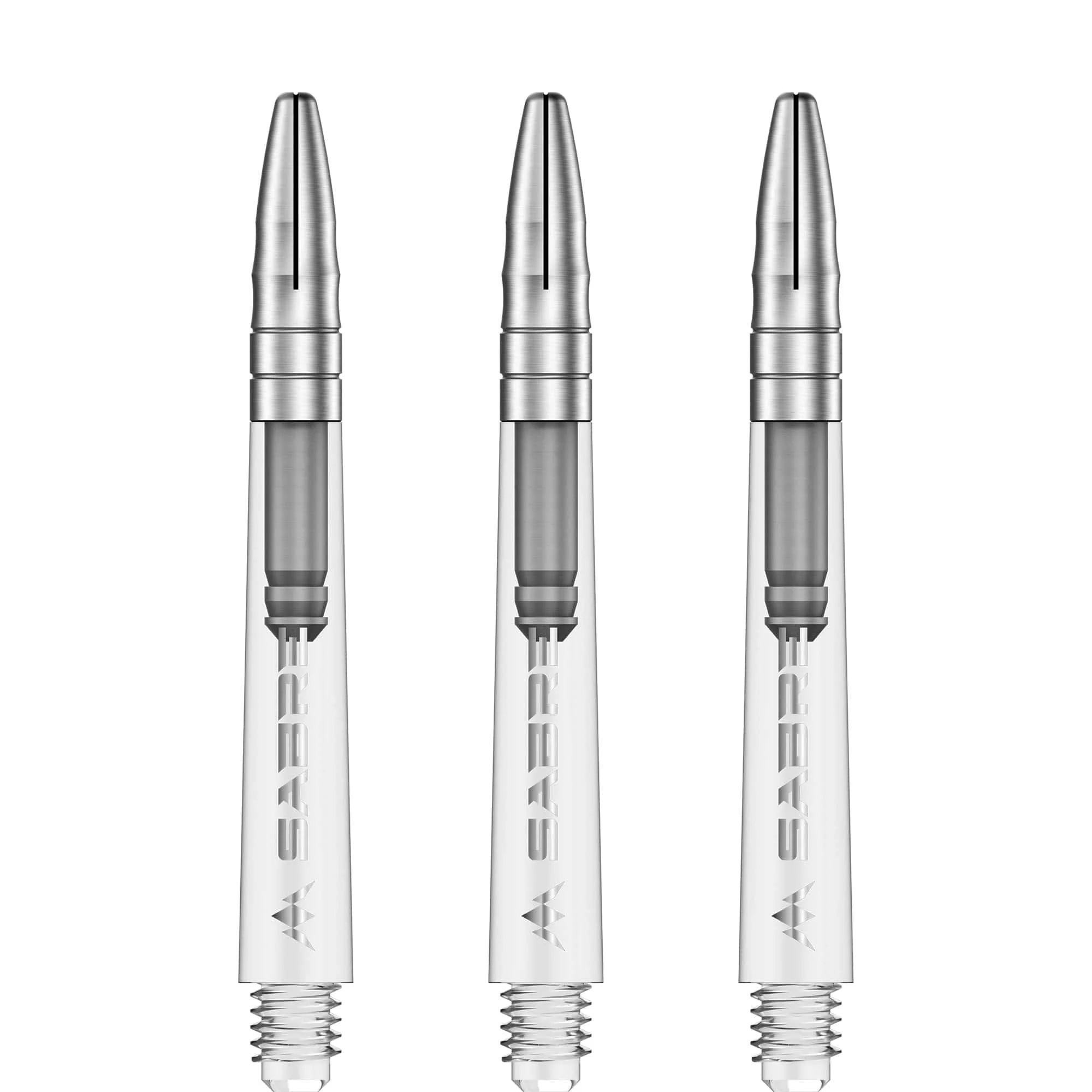 *Mission Sabre Shafts - Polycarbonate Dart Stems - Clear - Silver Top - Image 3