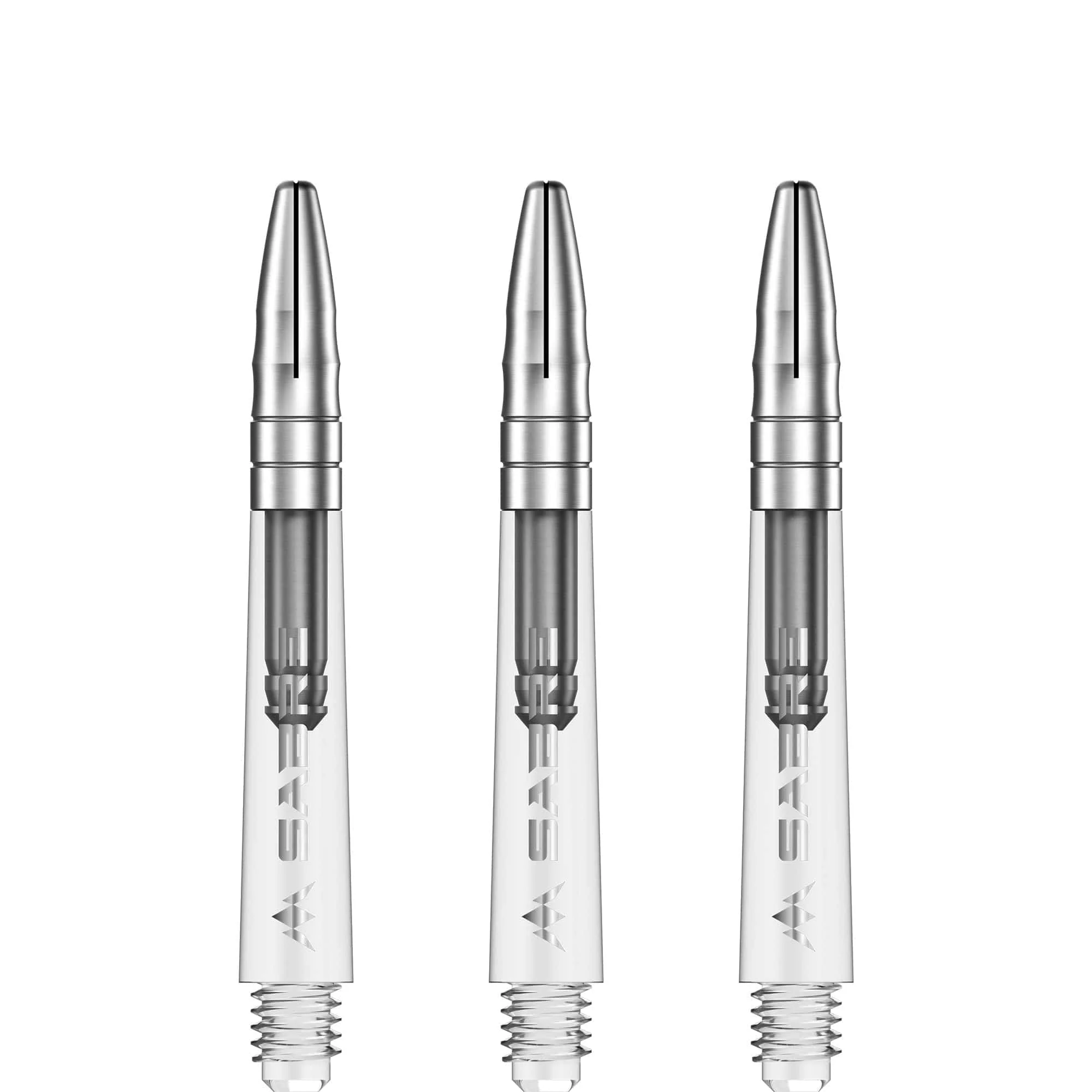 *Mission Sabre Shafts - Polycarbonate Dart Stems - Clear - Silver Top - Image 4