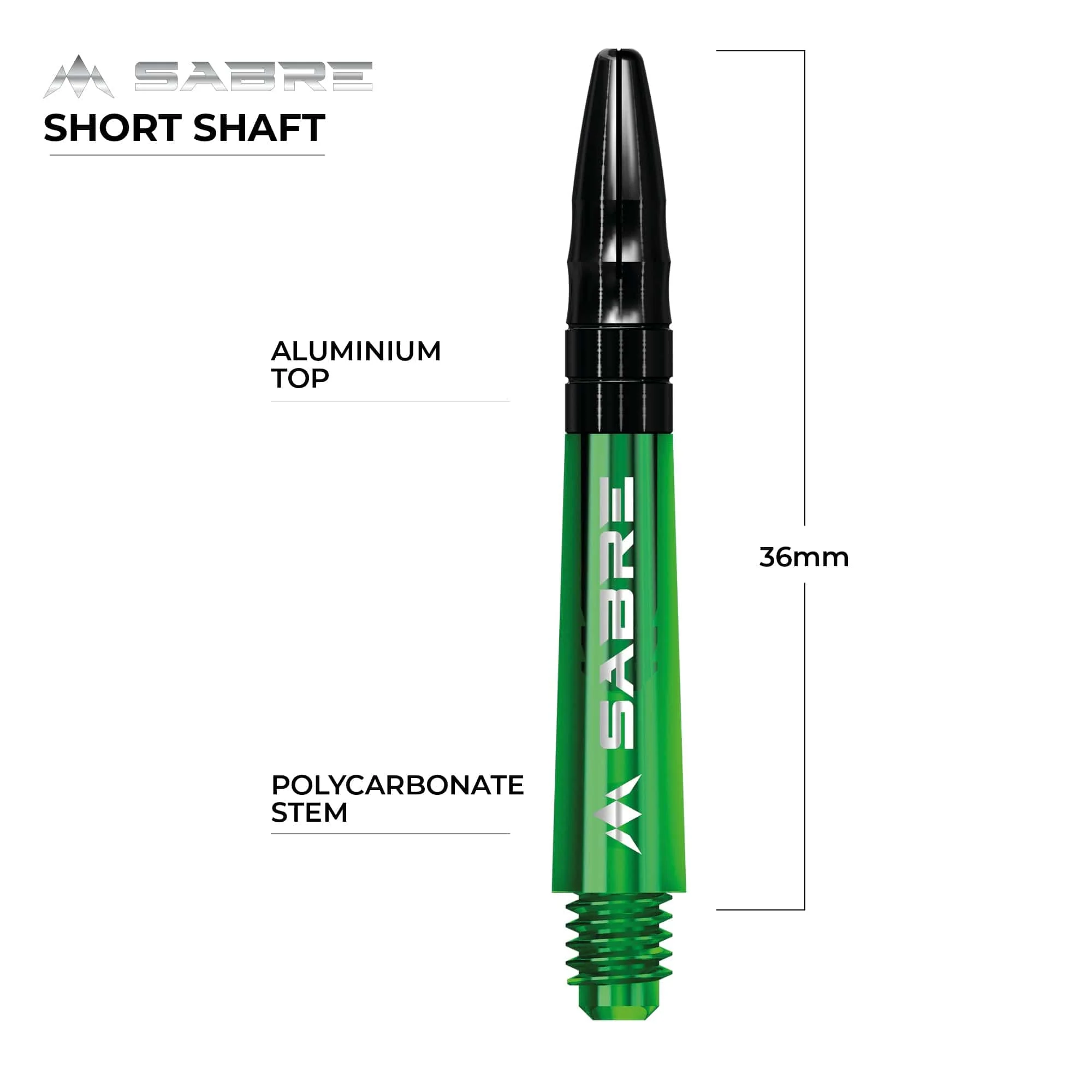 *Mission Sabre Shafts - Polycarbonate Dart Stems - Green - Black Top - Image 8