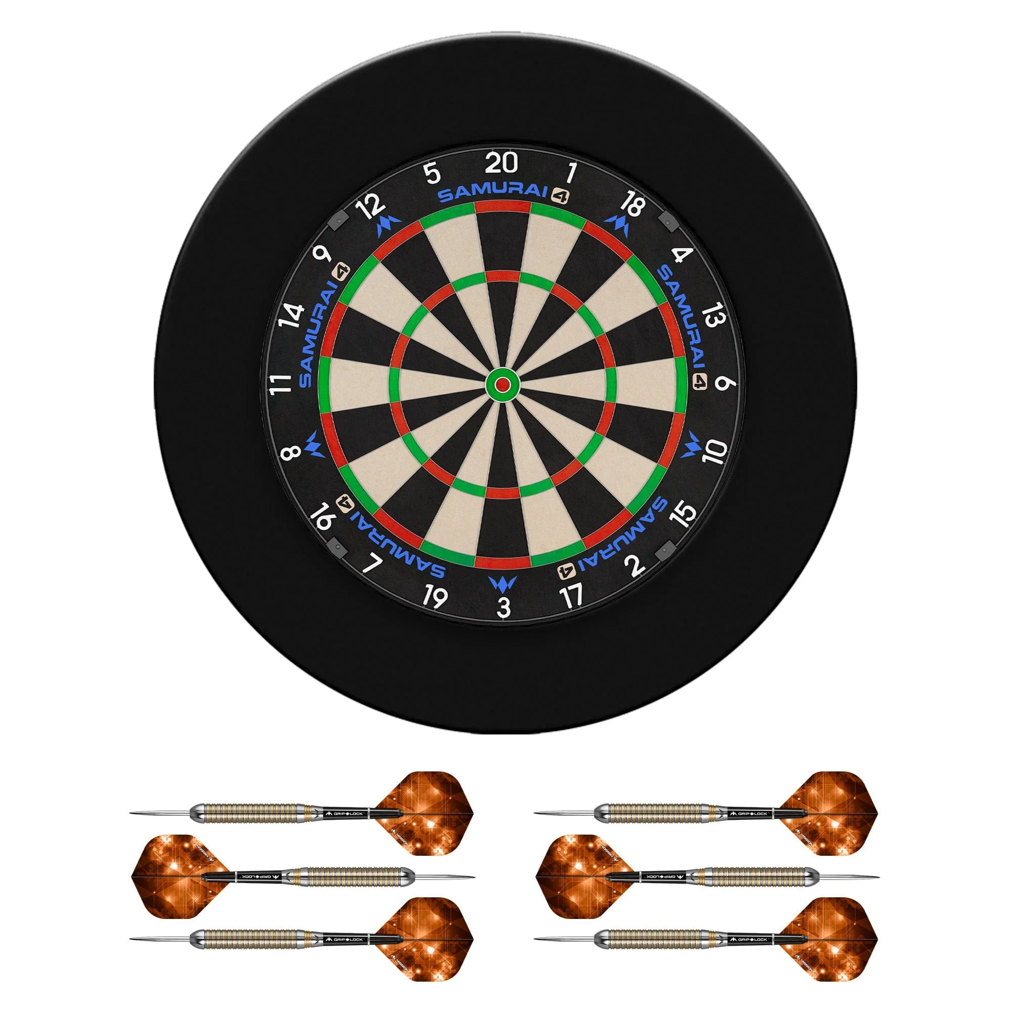 Mission Samurai 4 Dartboard Set - Dart Board, Surround & 2 sets of Brass Darts - Image 2