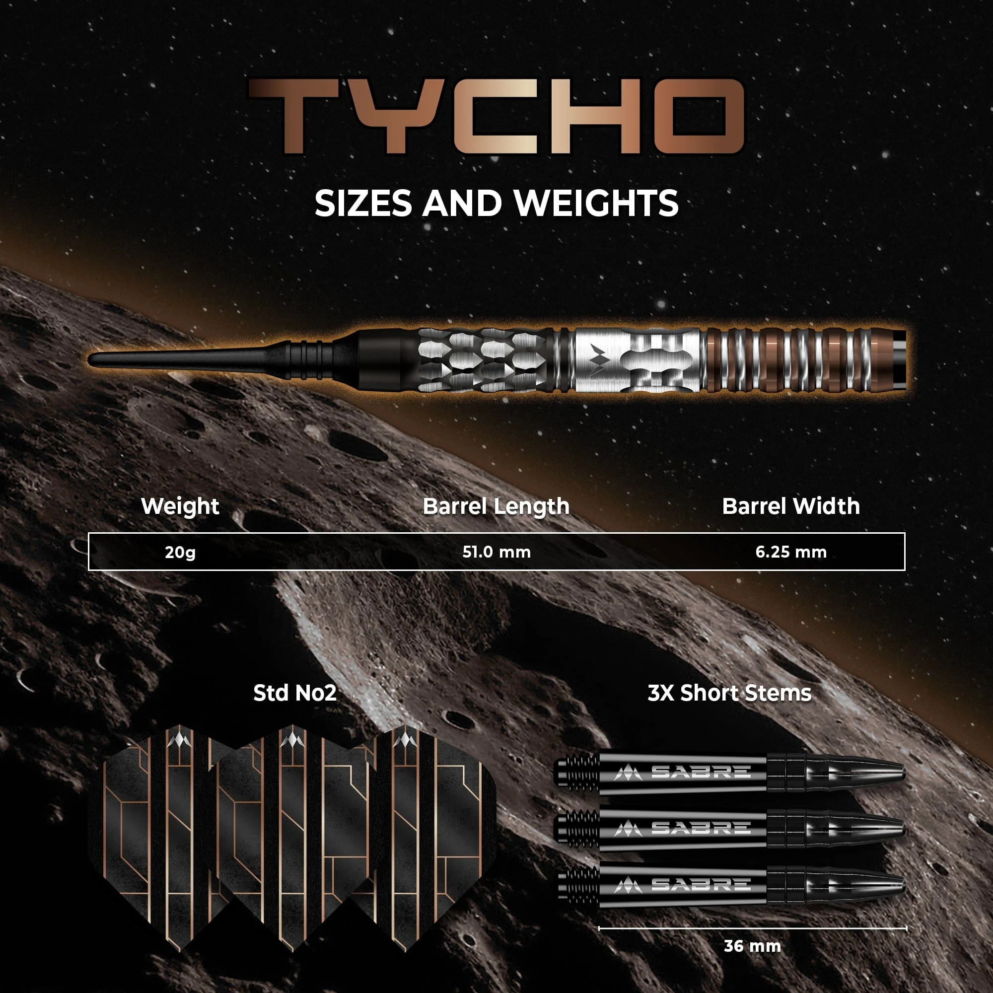 Mission Tycho Darts - Soft Tip - 95% Tungsten - Black & Bronze PVD - 20g - Image 5