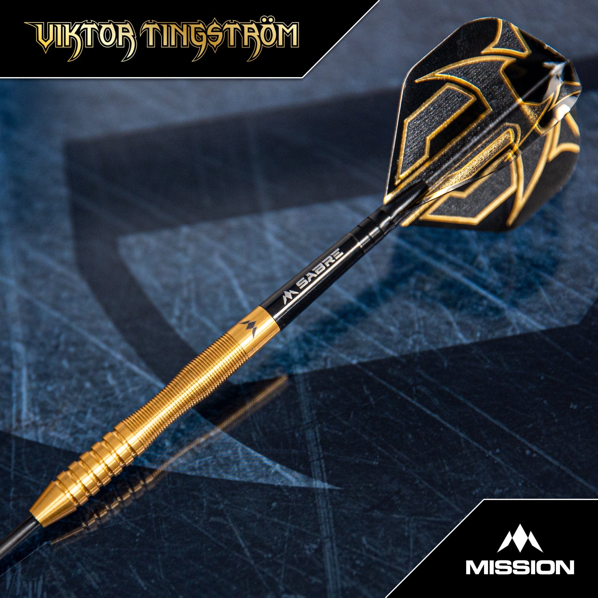 Mission Viktor Tingstrom Darts - Steel Tip - 90% Tungsten - Gold - Image 2