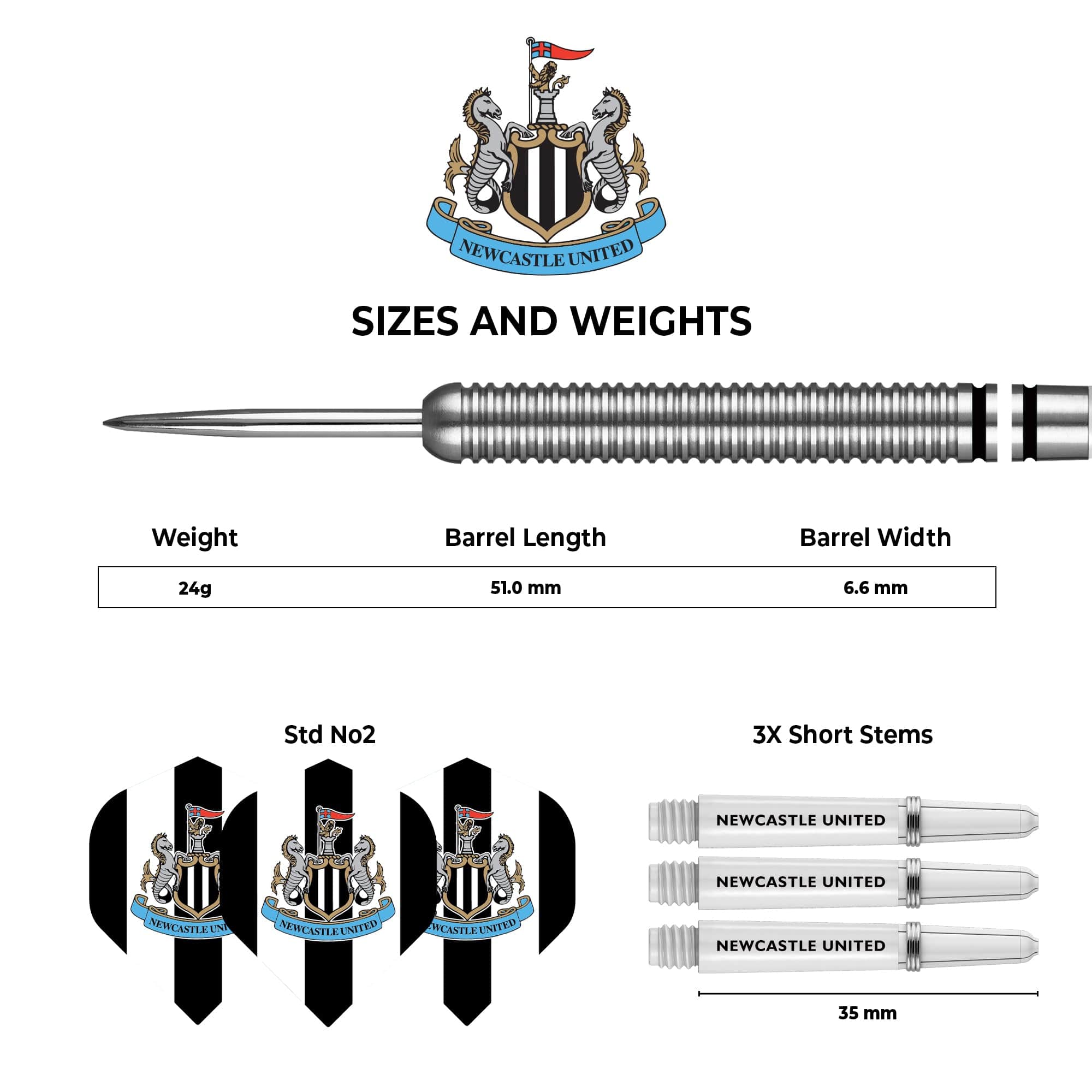 Newcastle United FC - Official Licensed - Steel Tip Darts - Tungsten - 24g - Image 3