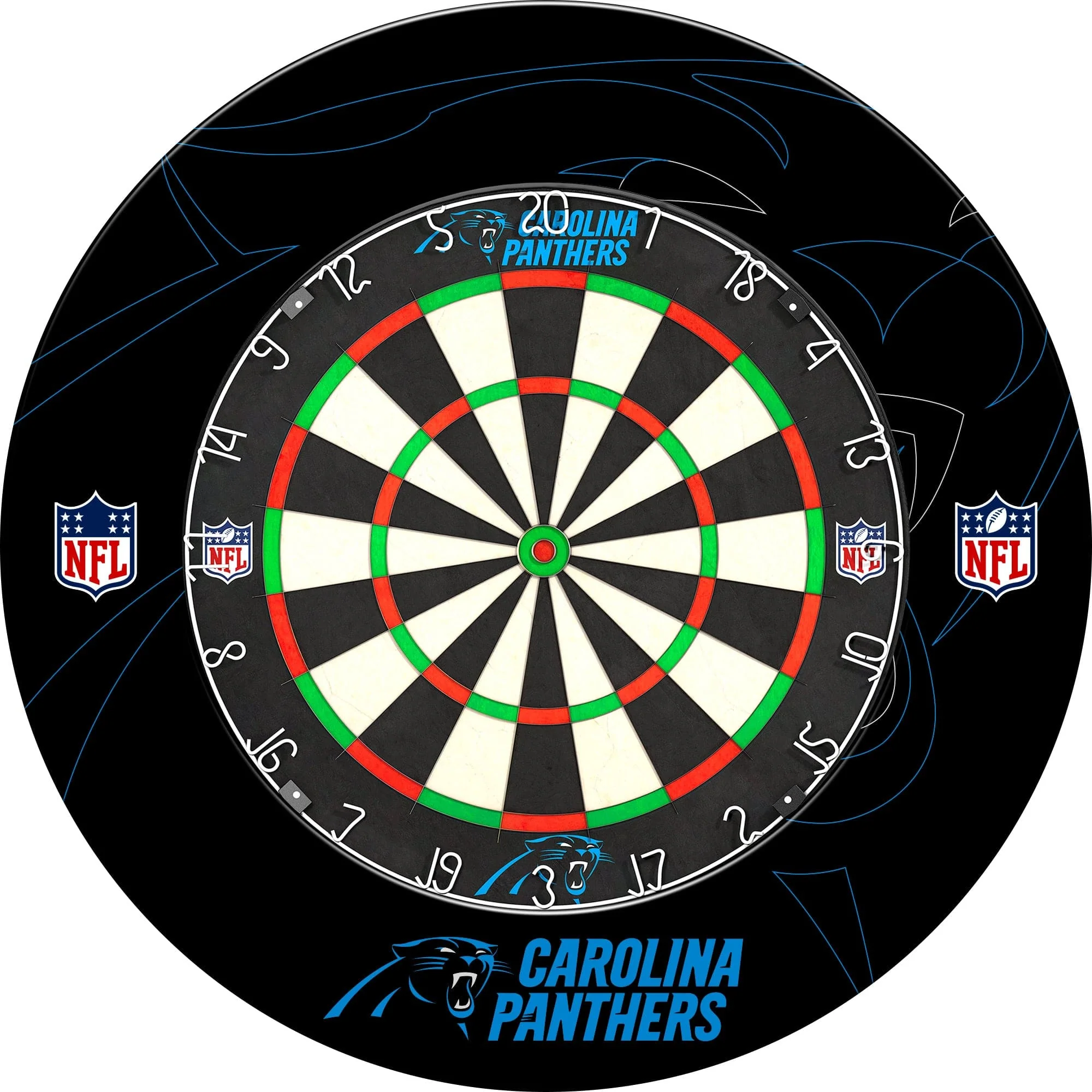 NFL - Printed Dartboard & Printed Surround - Official Licensed - Carolina Panthers