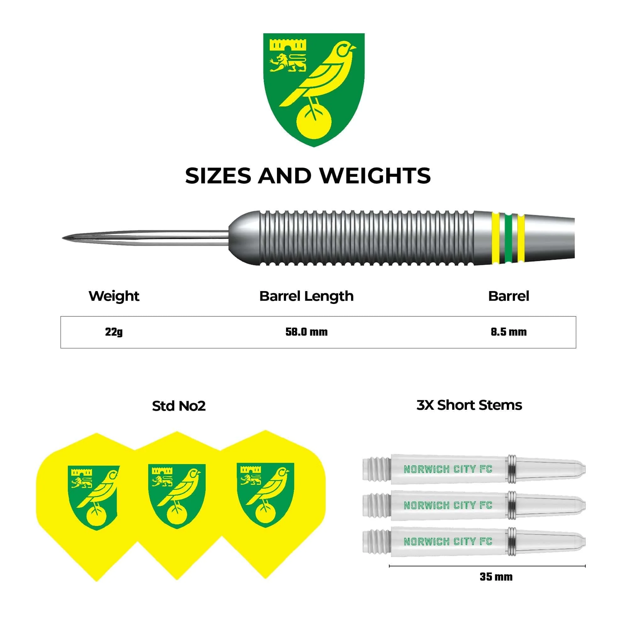 Norwich City FC - Official Licensed - The Canaries - Steel Tip Darts - Brass - 22g - Image 4